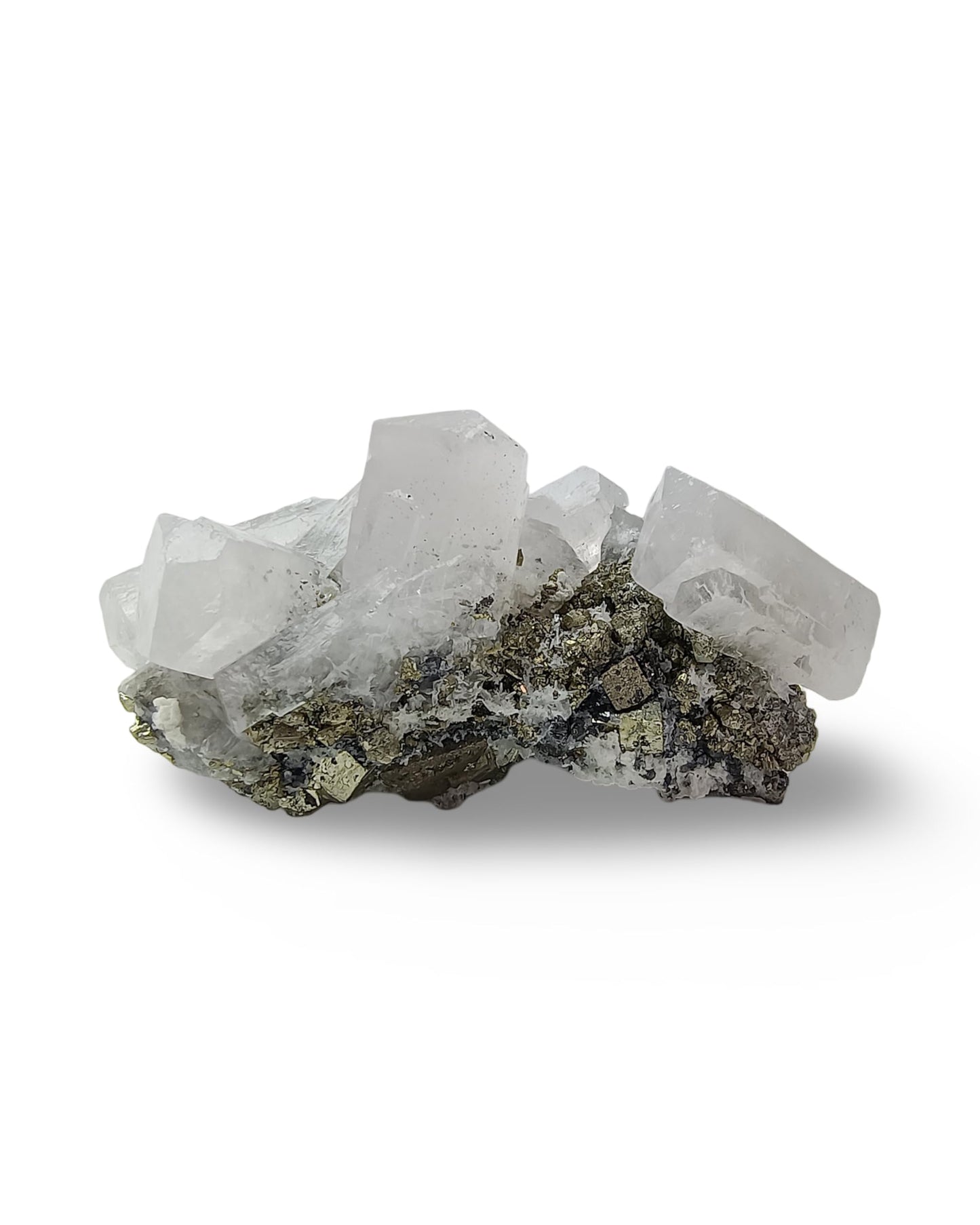 Unique Calcite Crystal from Peru - Rhombus-Hedral Crystals on Multimineral Matrix Pyrite Qyartz Galena, Sphalerite or Tetrahidrite | for Collection, Decoration or Gifting (10 to 11 Ounce)