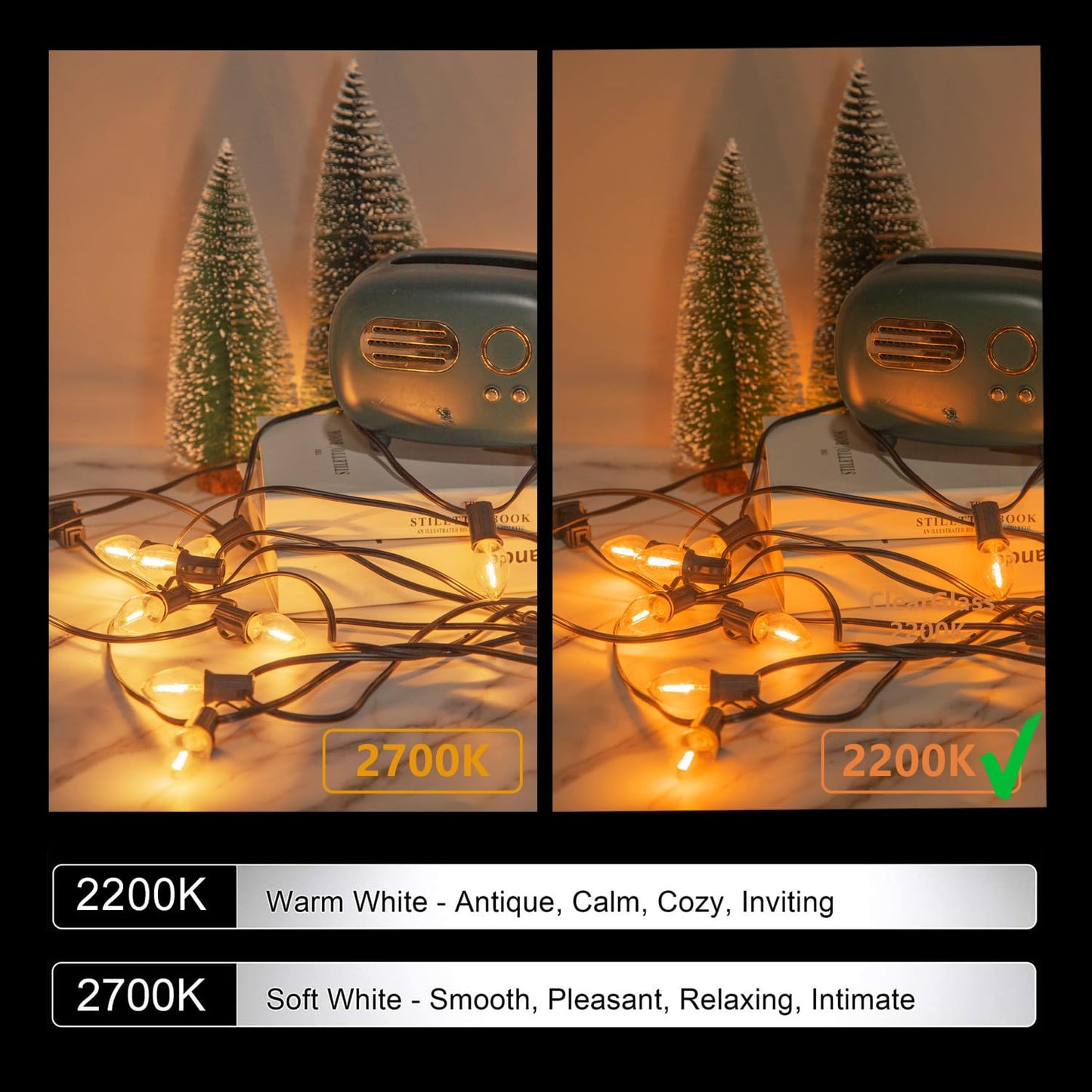 MYEMITTING C7 E12 LED Night Light Bulbs, C7 Replacement LED Light Bulbs, Window Candles & Salt Lamp Bulbs, E12 Chandelier Base, 0.6W Equivalent to 7W, Warm White 2200K, Clear Plastic, 25 Pack