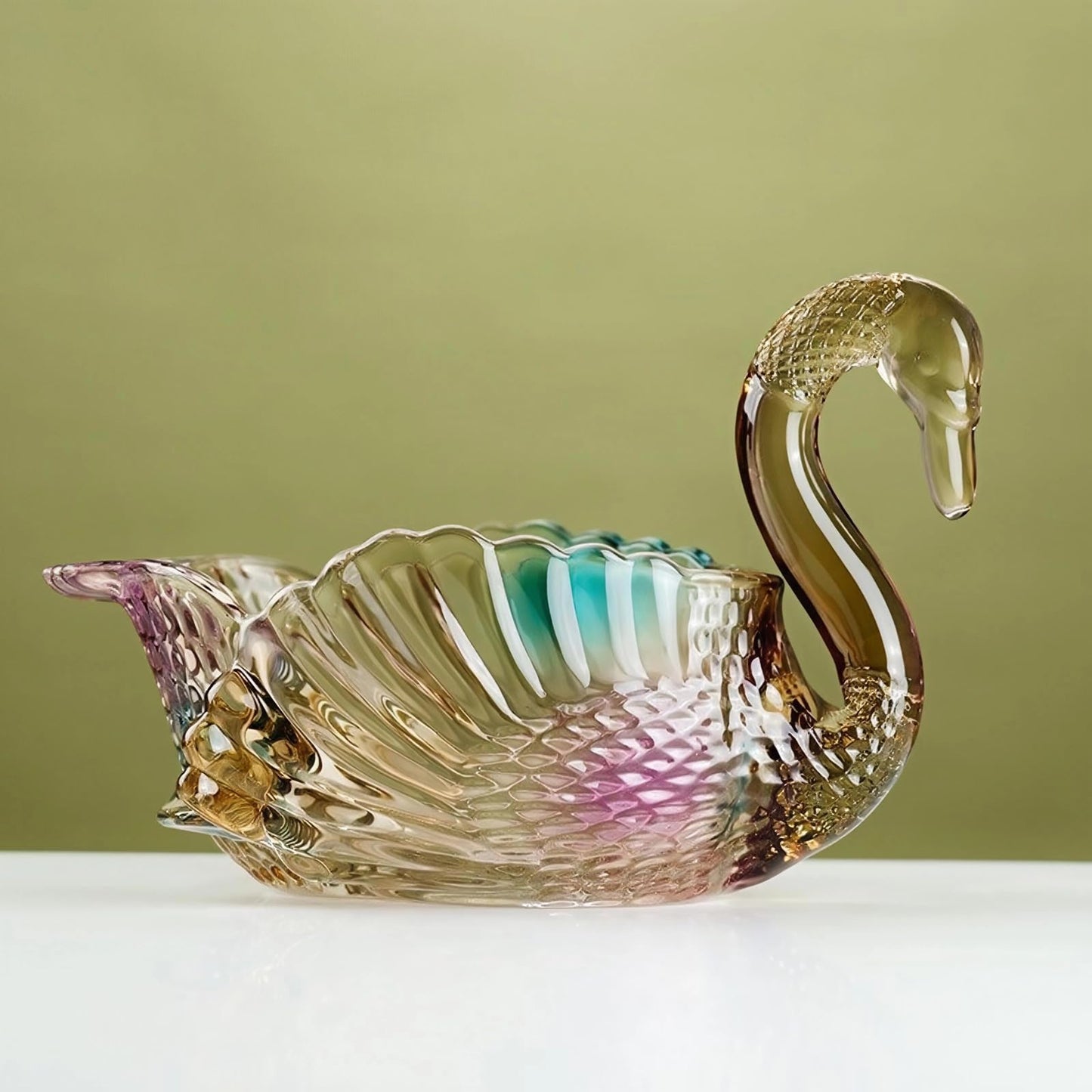 Falytemow Swan-Shaped Candy Dish Swan Design Fruit Bowl Dessert Snack Plate