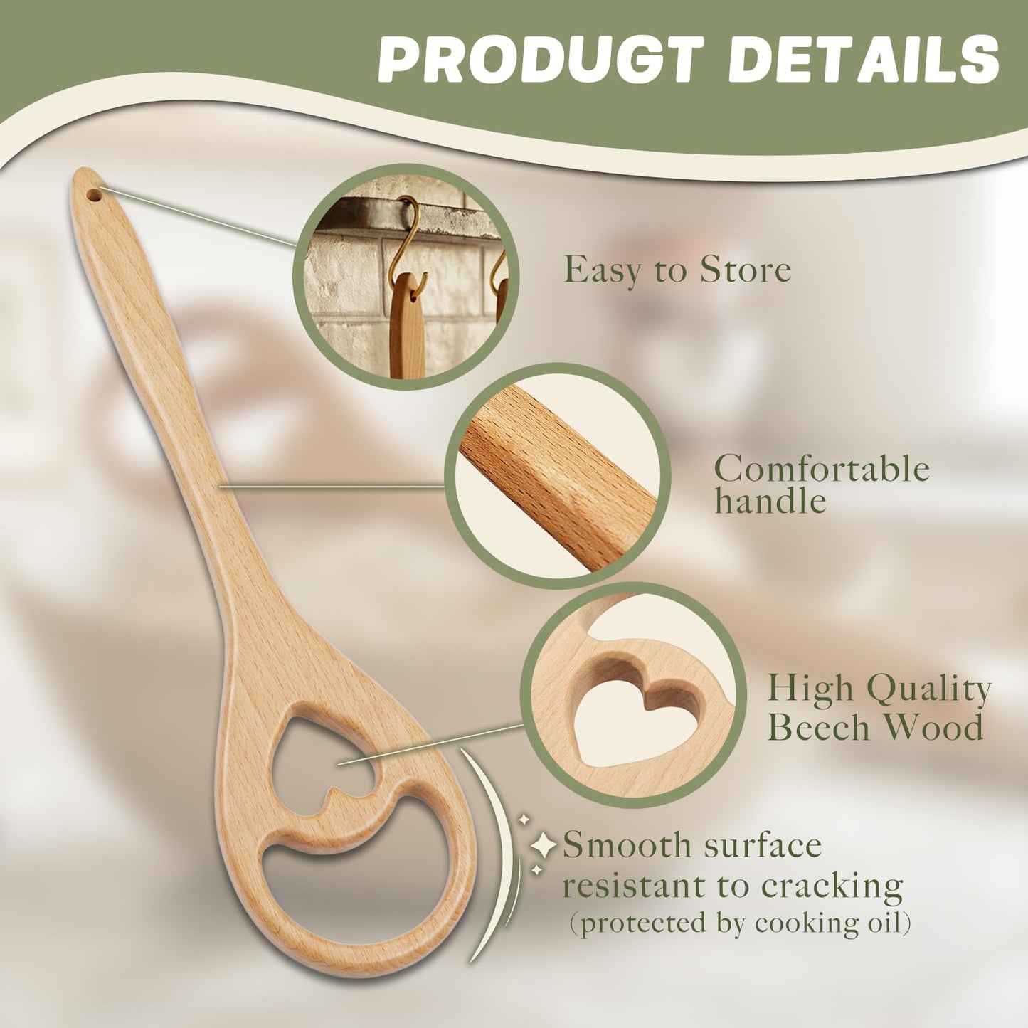 Wooden Danish Dough Whisk - 12.6" Handcrafted Dutch Bread Whisk for Batter, Pizza Dough & Baking - Upgraded One-Piece Sourdough Whisk with Flow-Through Design