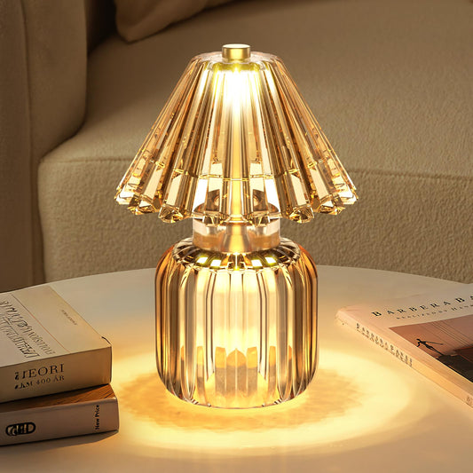 SisiHokai Small Battery Operated Lamp with Timer, Tiny Cordless Glass Table Lamp for Home Decor, Kitchen, Bathroom, Birthday Gift for Women, Jelly Amber