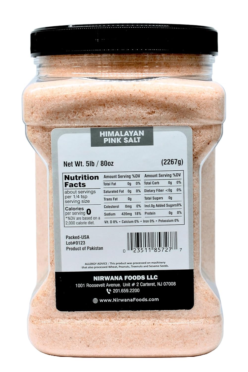 Nirwana Himalaya Pink Salt Fine - Plastic Jar - Sourced From the richest mineral mines in the Himalayan Mountains! – Flaky, & Mineral-Rich – Compatible with Spice Grinders & Salt Shakers 5lb