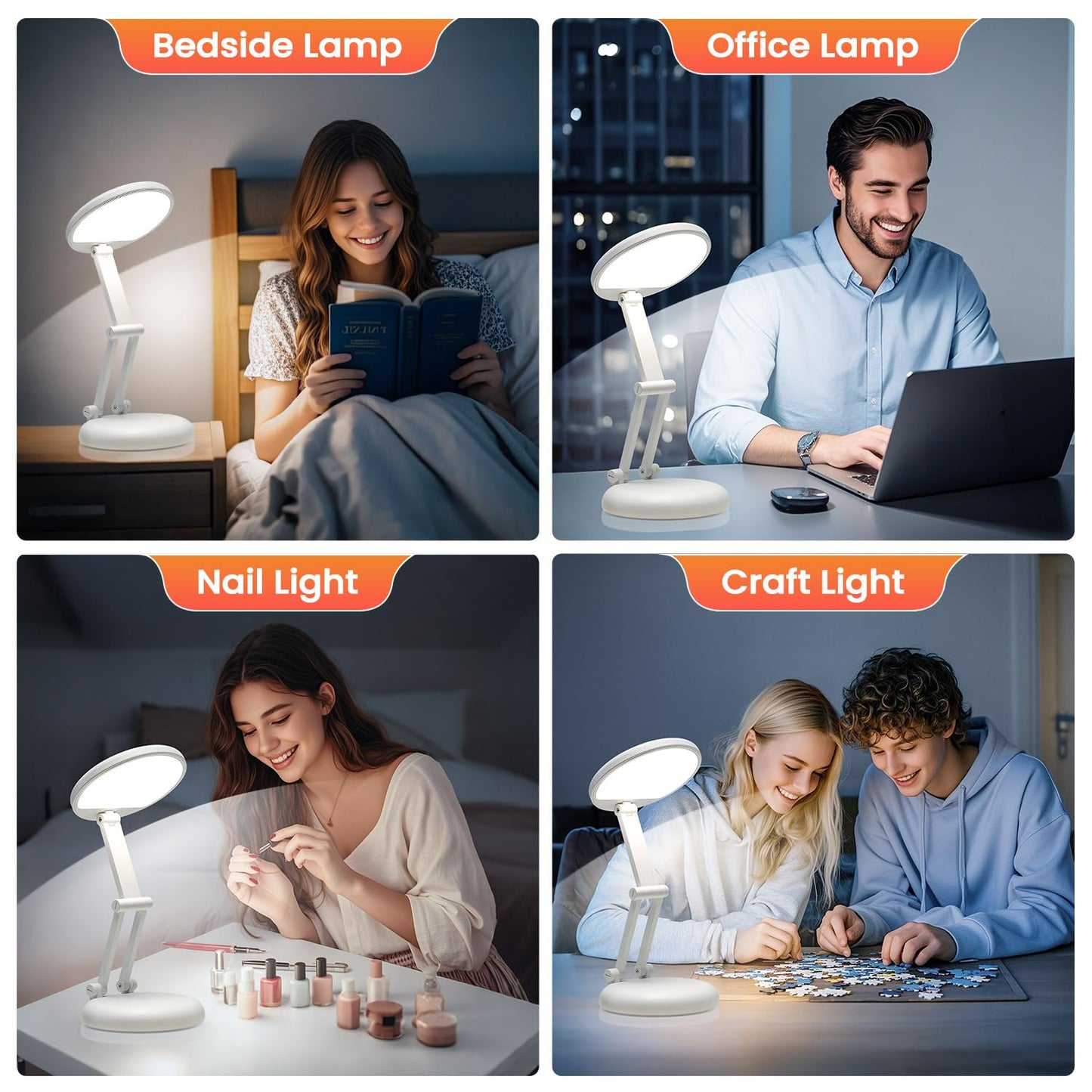 One Fire Rechargeable Table Lamp,Dimmable Cordless Lamp Desk Lamp for Dorm,3600mAh Battery Operated Lamp Rechargeable Lamp,Small Desk Lamp Portable Light for Office/Study/Nail/Craft/Puzzle(Warm Light)