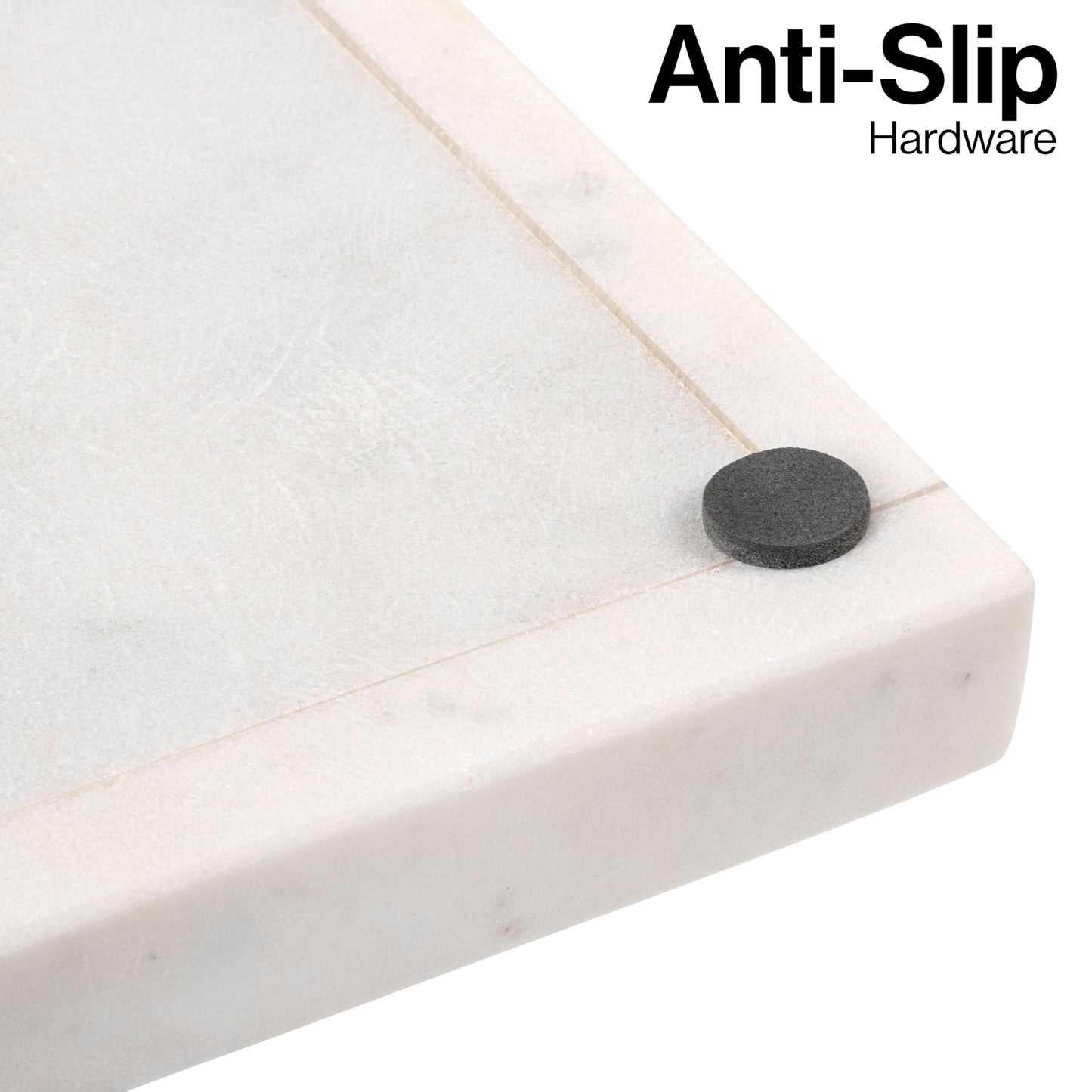 happimess TRY4001B Luxe Stone 12" x 6" Classic Minimalist Rectangular Marble Bathroom Countertop Tray for Storage,Decoration, Display, Coffee Table or Serving Food, White