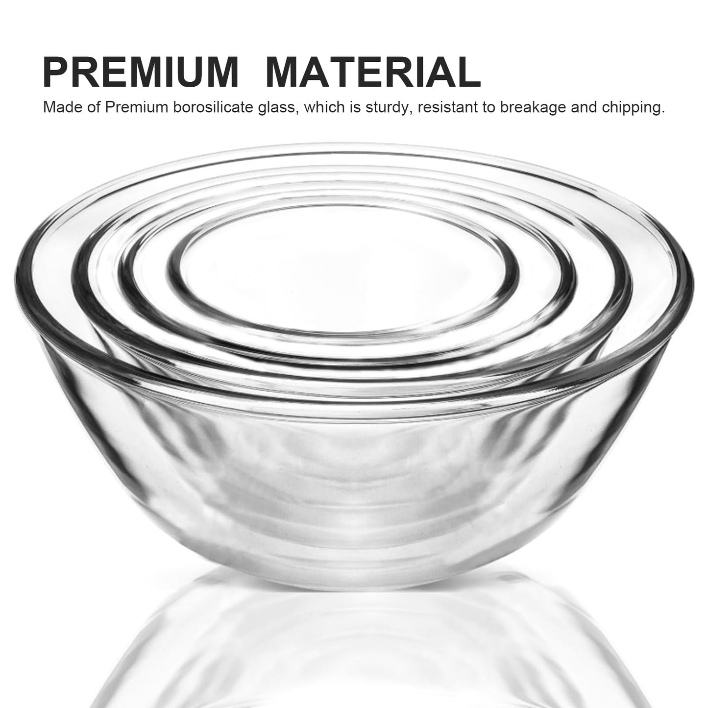 M MCIRCO Glass Mixing Bowls with Lids, 4 Packs Glass Bowl Set, Nesting Bowls for Meal Prep, Food Storage, Bowls For Cooking, Baking, BPA-Free, 0.8/1.7/1.6/2.9/4.8 Qt