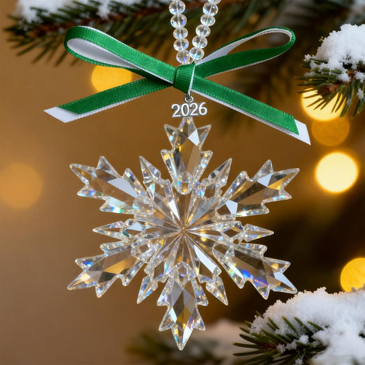 2026 Crystal Snowflake Ornament, Sparkly Crystal Christmas Ornaments for Christmas Tree Sun Catcher Hanging Colorful Ornament Gifts for Home Family Friends, Winter Decor (Type-1 Transparent)