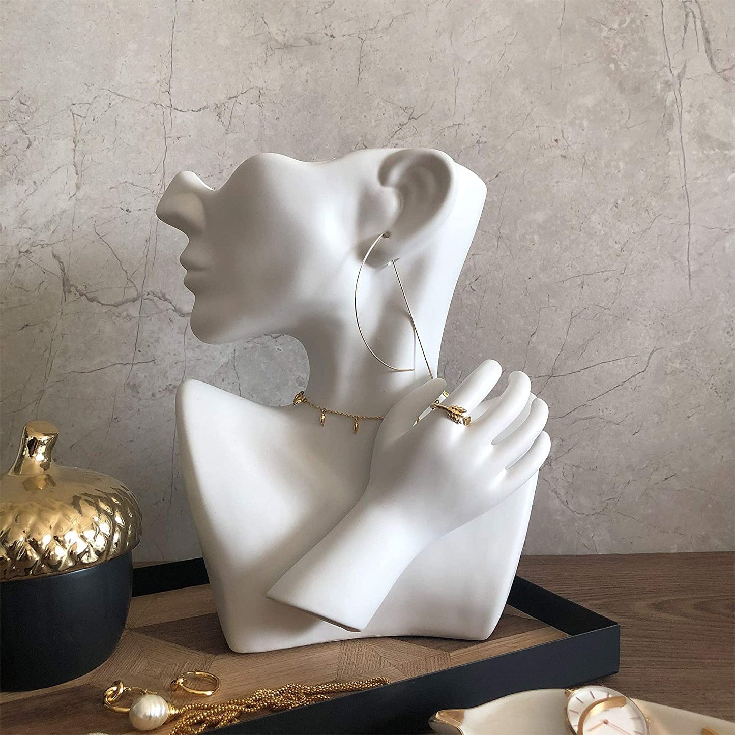 Funsoba Ceramics Statue Flower Vase Face Pots Bust Head Shaped for Birthday Gifts Home Office Decoration (White)