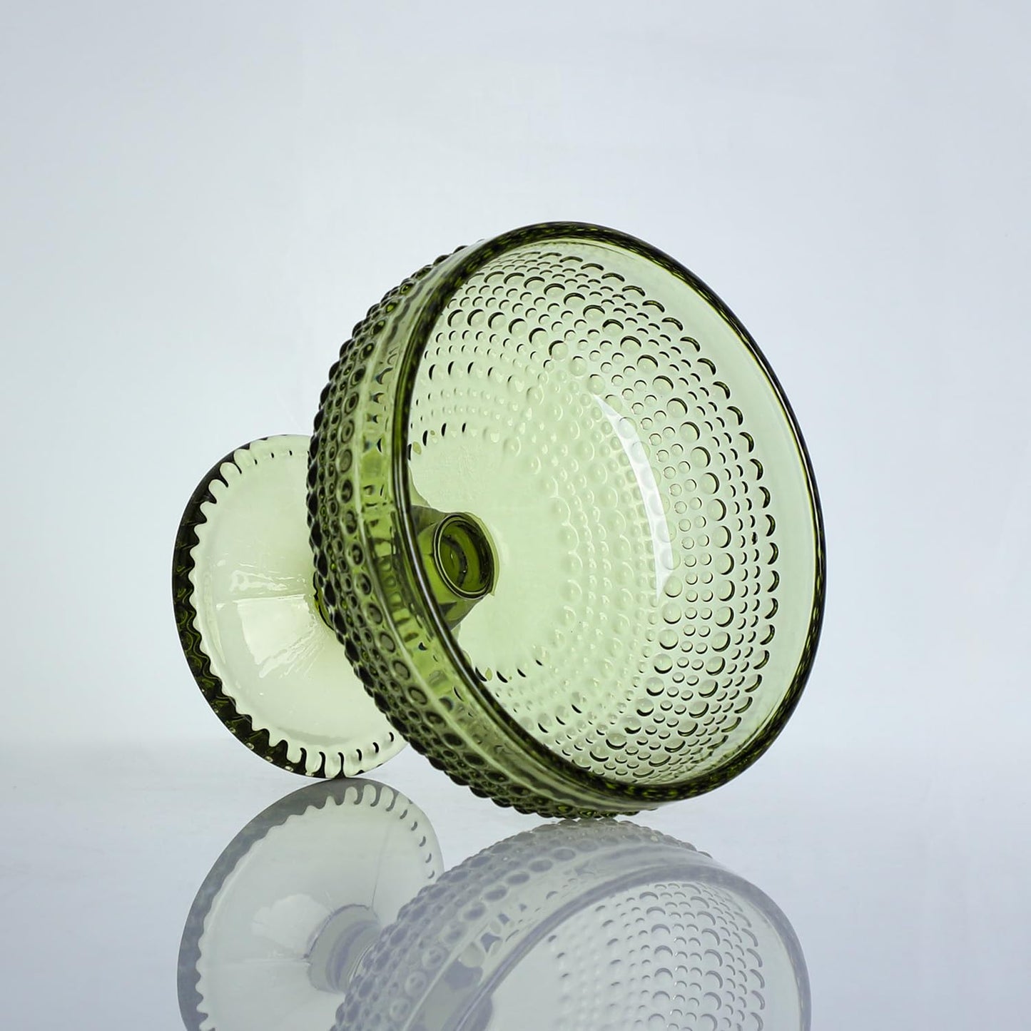 WAIT FLY Vintage Embossed Beads Glass Dessert Bowl Footed Trifle Bowl Ice Cream Bowl Serving Bowl for Fruit, Salad, Candy, Cocktail, Coffee, Trifle-Green-1 PCS
