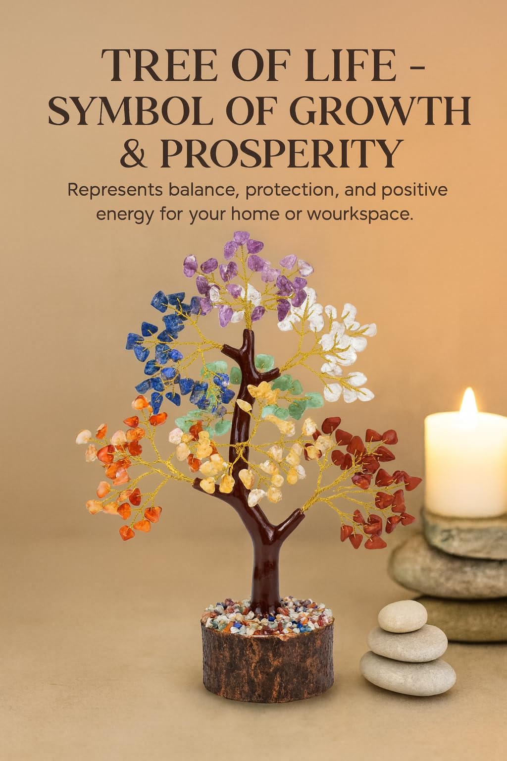 TrendSphere 7 Chakra Crystal Tree of Life – Handmade Healing Crystal Money Tree for Positive Energy, Wealth & Good Luck | Spiritual Home & Office Decor | Birthday Gifts for Women, Mom, Loved Ones