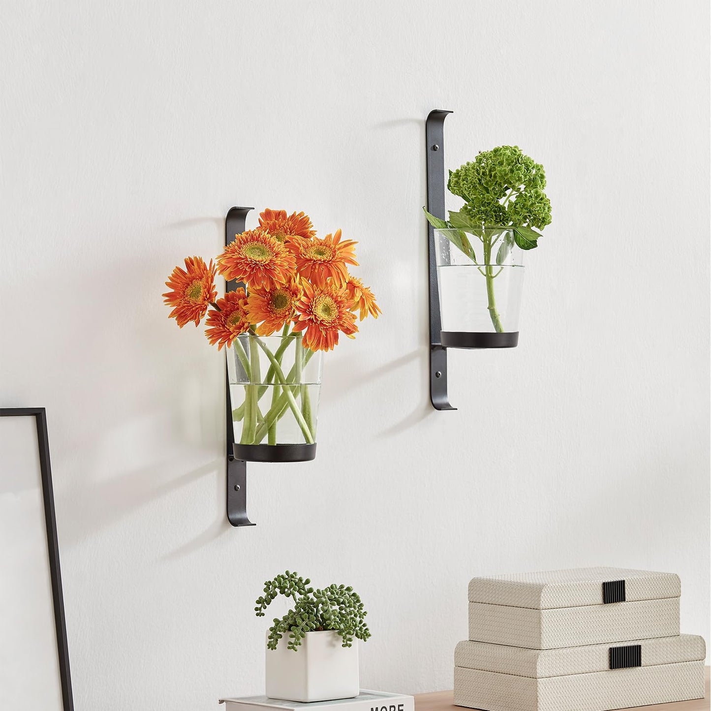 CISEANOL 2-Pack Wall Sconce, Glass Tube Candle Holder & Vase Set, Dual-Purpose Wall Decor for Living Room, Bedroom, Bathroom