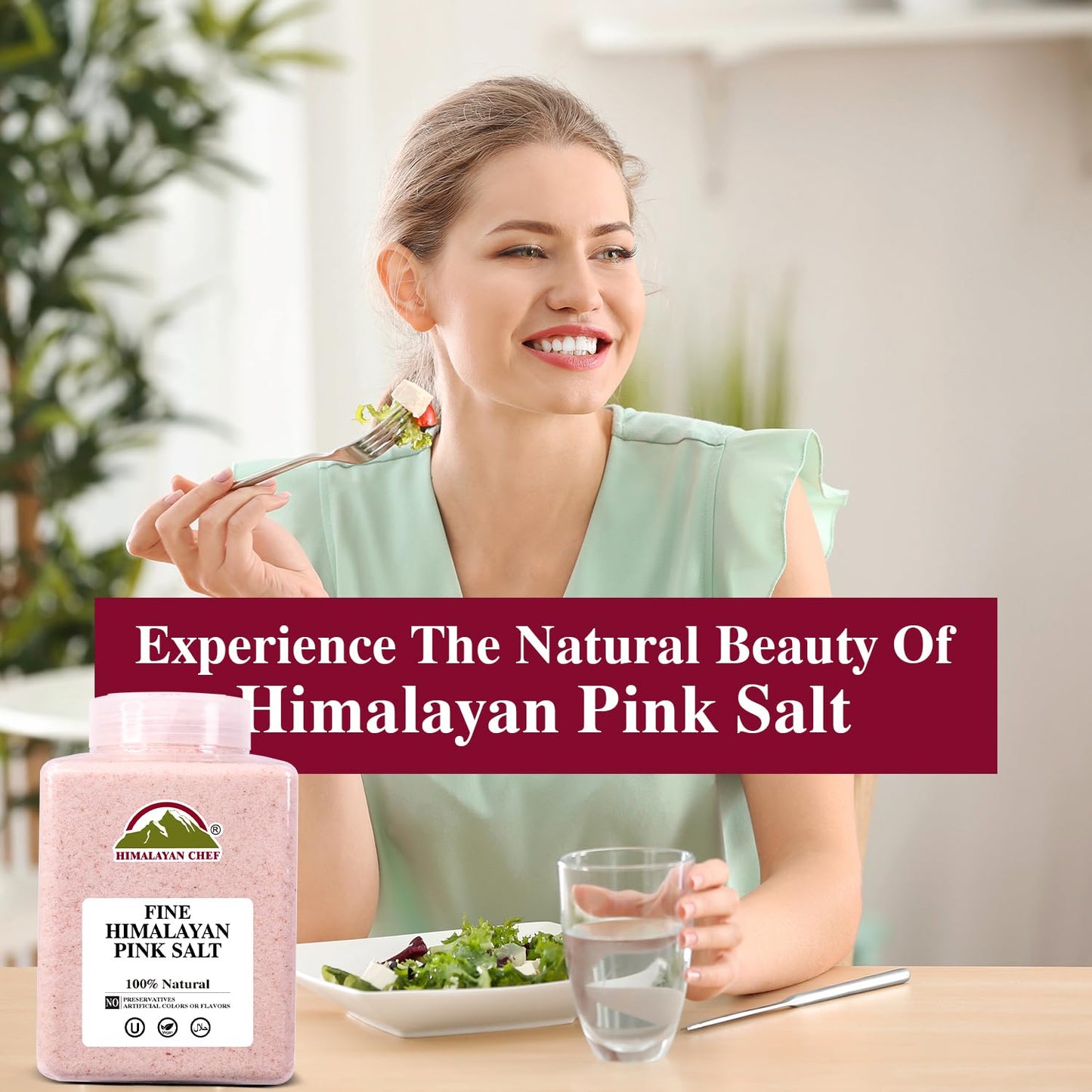 Himalayan Chef Himalayan Pink Salt - 5 lbs Fine Grain Plastic Jar - 100% Natural and Pure Gourmet Crystal - Contains 84 Essential Minerals | Kosher and Vegan Certified