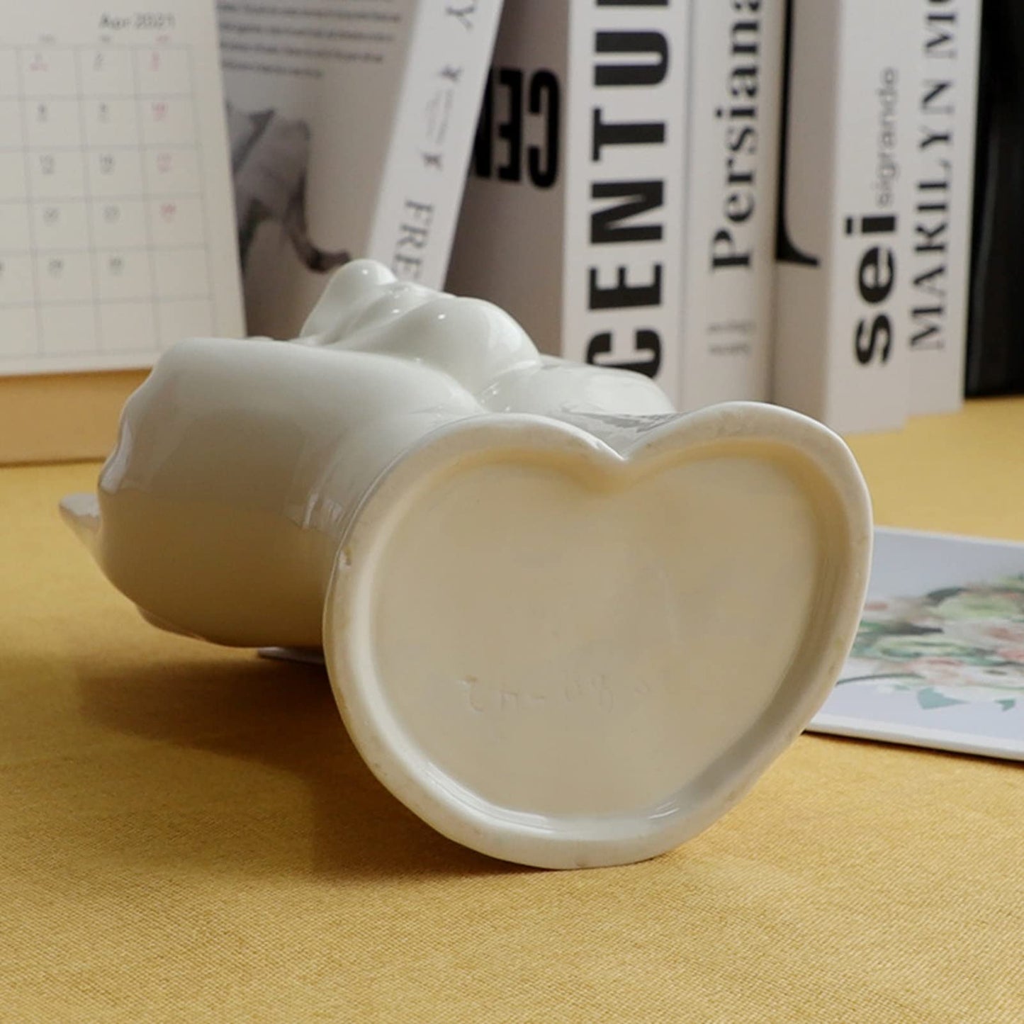 Human Form Body Flower Vase Art Face Ceramic Sculpture Flower Plant Pot Table Centerpieces Wedding Office Kitchen Home Decor (Hand Holding Face)
