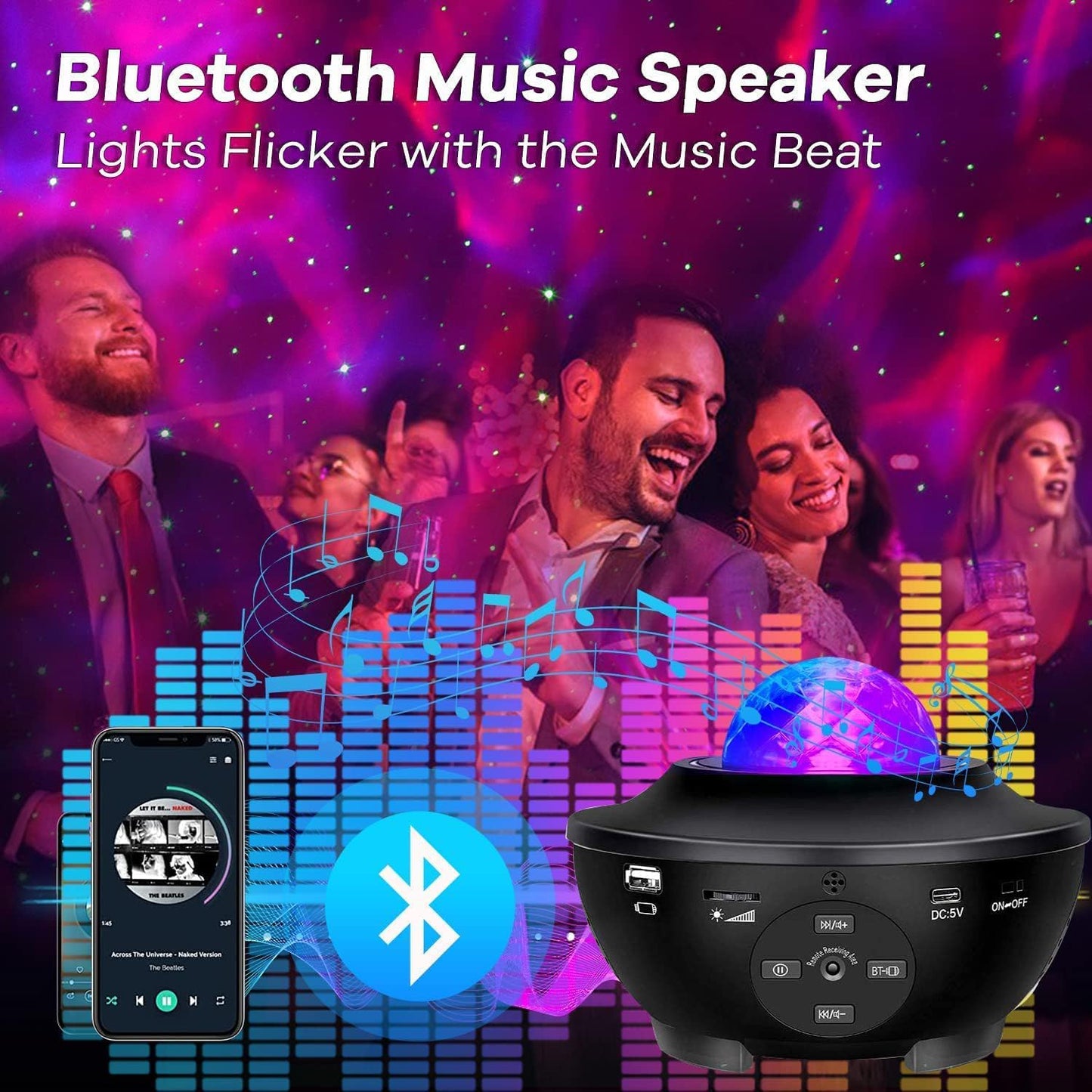 Elec3 Galaxy Projector for Bedroom, Star Projector Night Light with Bluetooth Speaker and Timer,Remote Control,Starry Nebula Ceiling LED Lamp for Kids Adults Room Decor