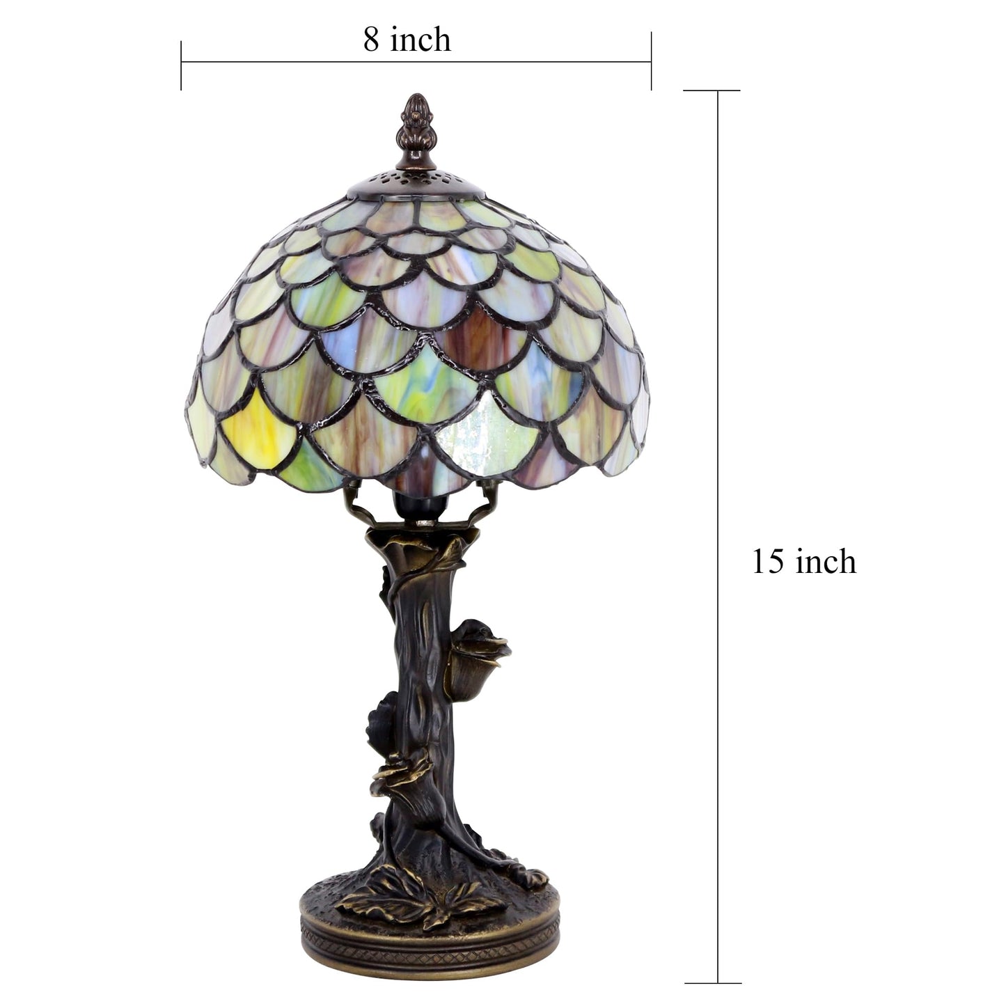 SYETL Small Tiffany Table Lamp Stained Glass Lamp Yellow Fish Scales Style