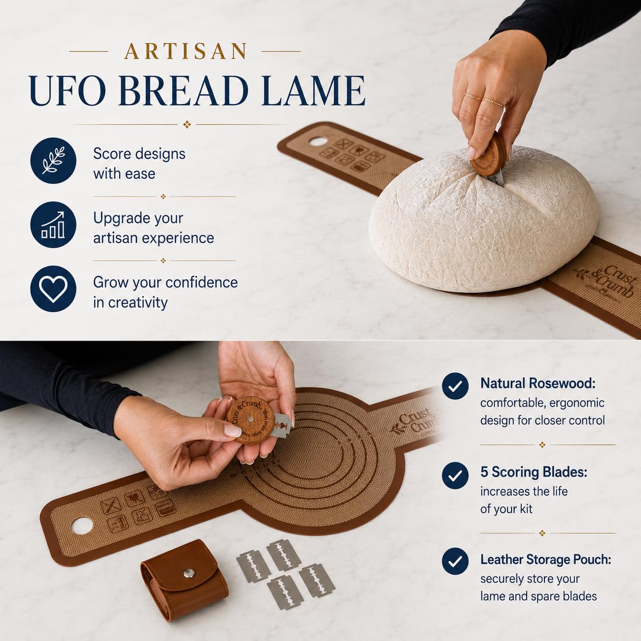 Complete Sourdough Starter Kit, 2 Bannteon Bread Proofing Baskets 9" & 10", UFO Bread Lame, Food Scale, Starter Jar, Silicone Baking Mat, Stainless Steel Dough Scraper and Flour Sifter, Recipes