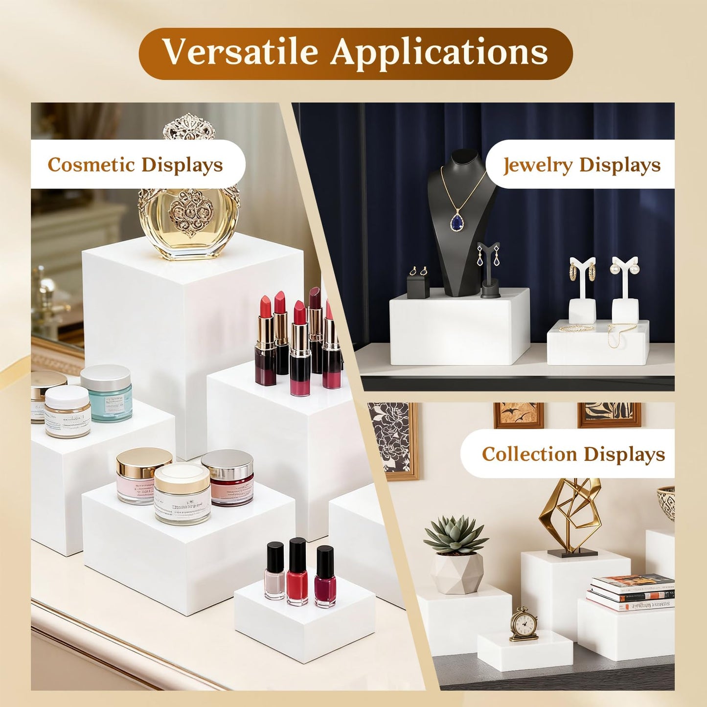 NECGNIQ Dessert Table Display Set,6pcs Buffet Risers,Dessert Table Display Set,White Buffet Risers,Acrylic Boxes For DisplayWhite,DessertTable DisplaySet,Cube Boxes NestingRisers(8"-7"-6"-5"-4"-4")