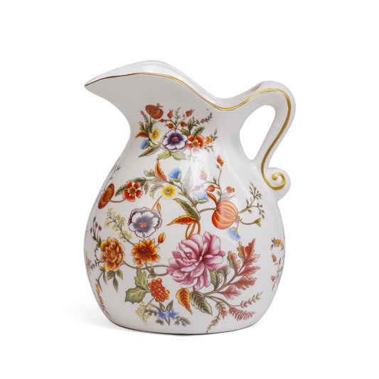 Unique Colorful Vase with Hand Painted Gold-Handle, Rustic Ceramic Farmhouse Vases for Home Decor,Living Room, Bookshelf, Office, Grand Millennial Decors, Tuscan Decor 7.9 inch Tall (Colorful)
