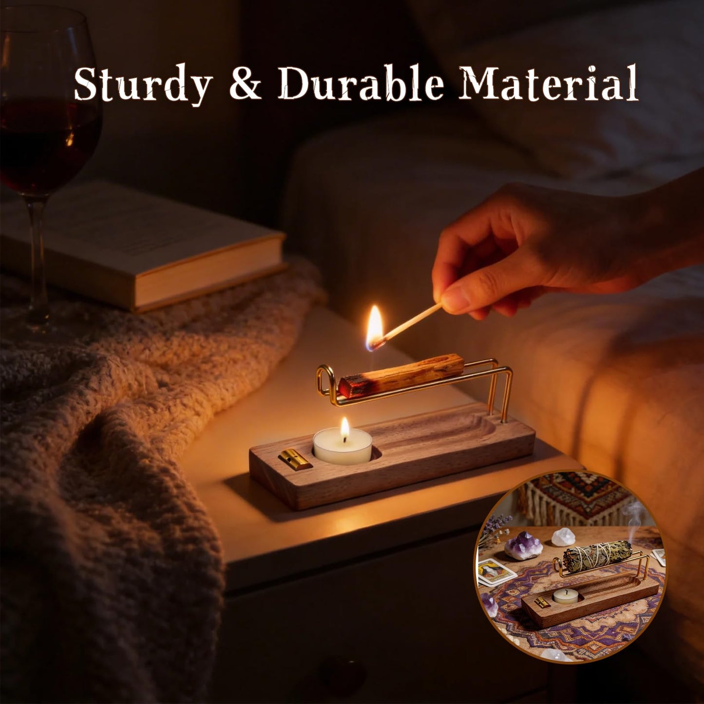 4 in 1 Incense Holder for Sticks & Incense Burner, Durable Sage Holder for Burning, Perfect for Yoga Meditation