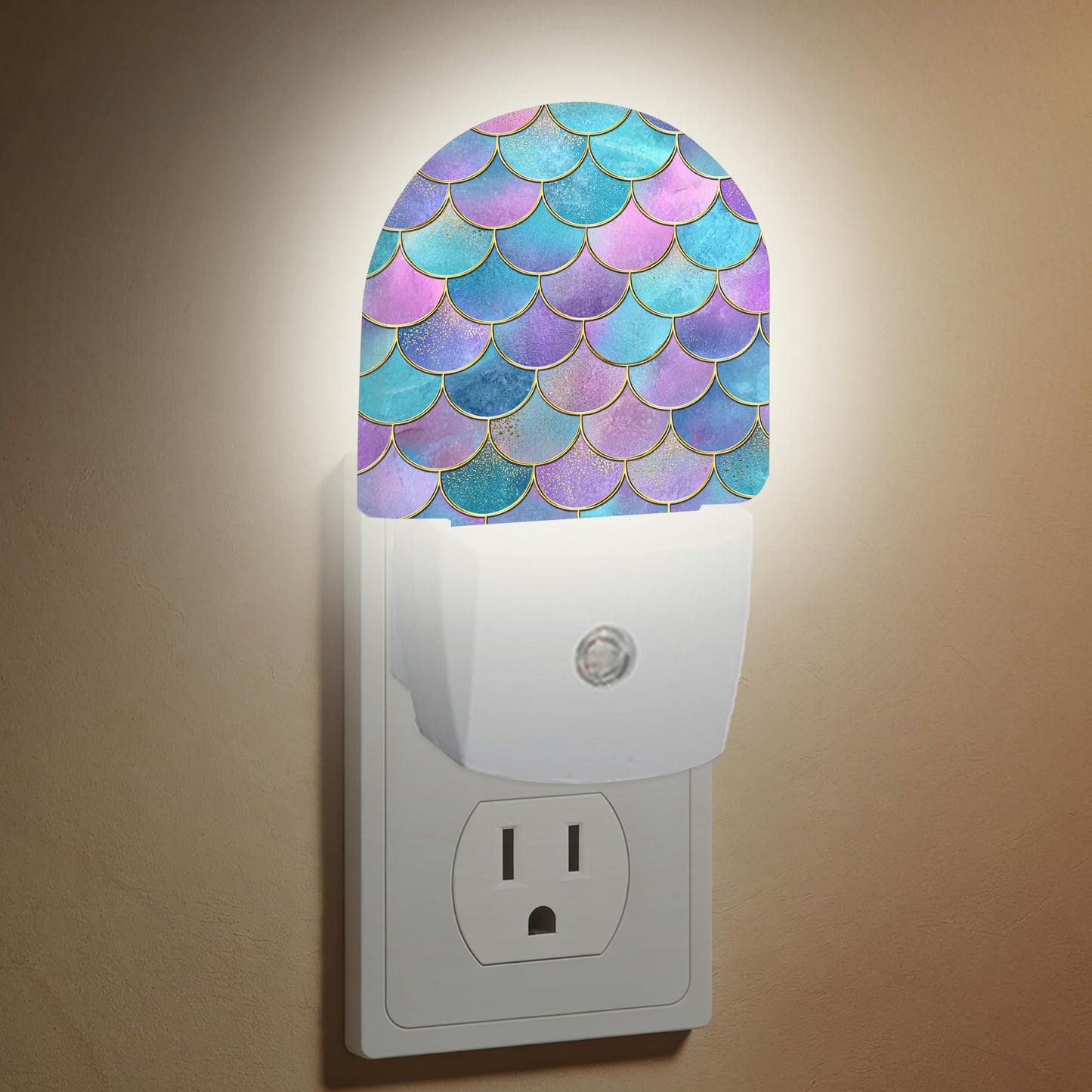 Axxitude Mermaid Fish Night Light,Pink Scales Marble Plug in NightLights with Dusk to Dawn Sensor,Wall Nightlight for Bedroom Bathroom Living Room,Soft Warm Sleep Night Lights