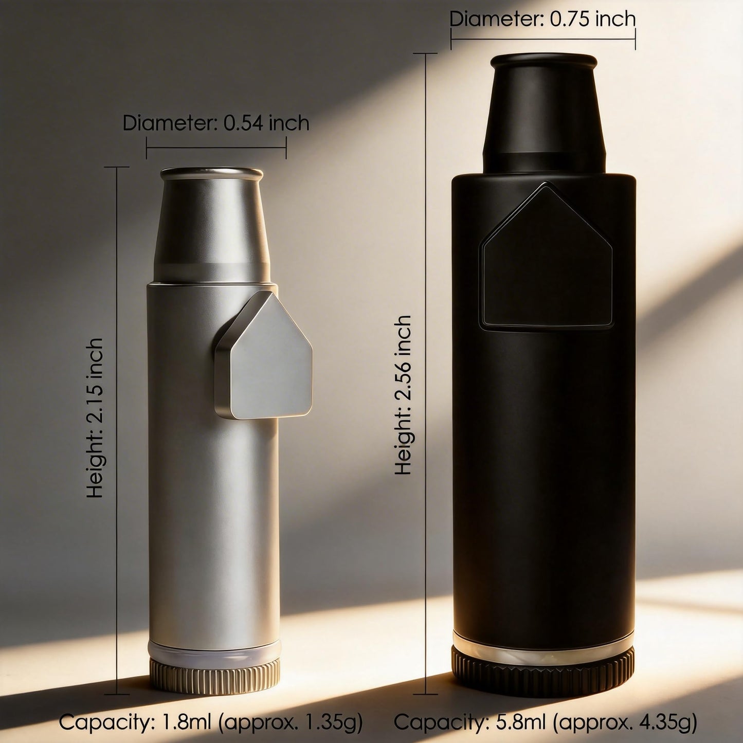 OakMsOik Metal Ieak-proof Bottle (3nd Generation Upgrade Version) (Black high-capacity(Silver small capacity) Portable Pepper Shaker (2 pack)