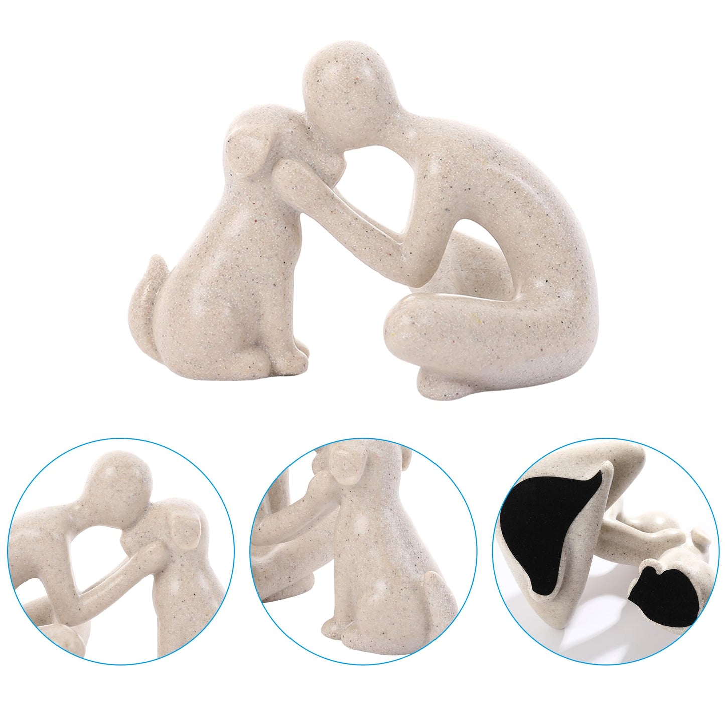 FriyGardcn Man and Dog Statue Home Decor Memory Gift for Pet Lovers