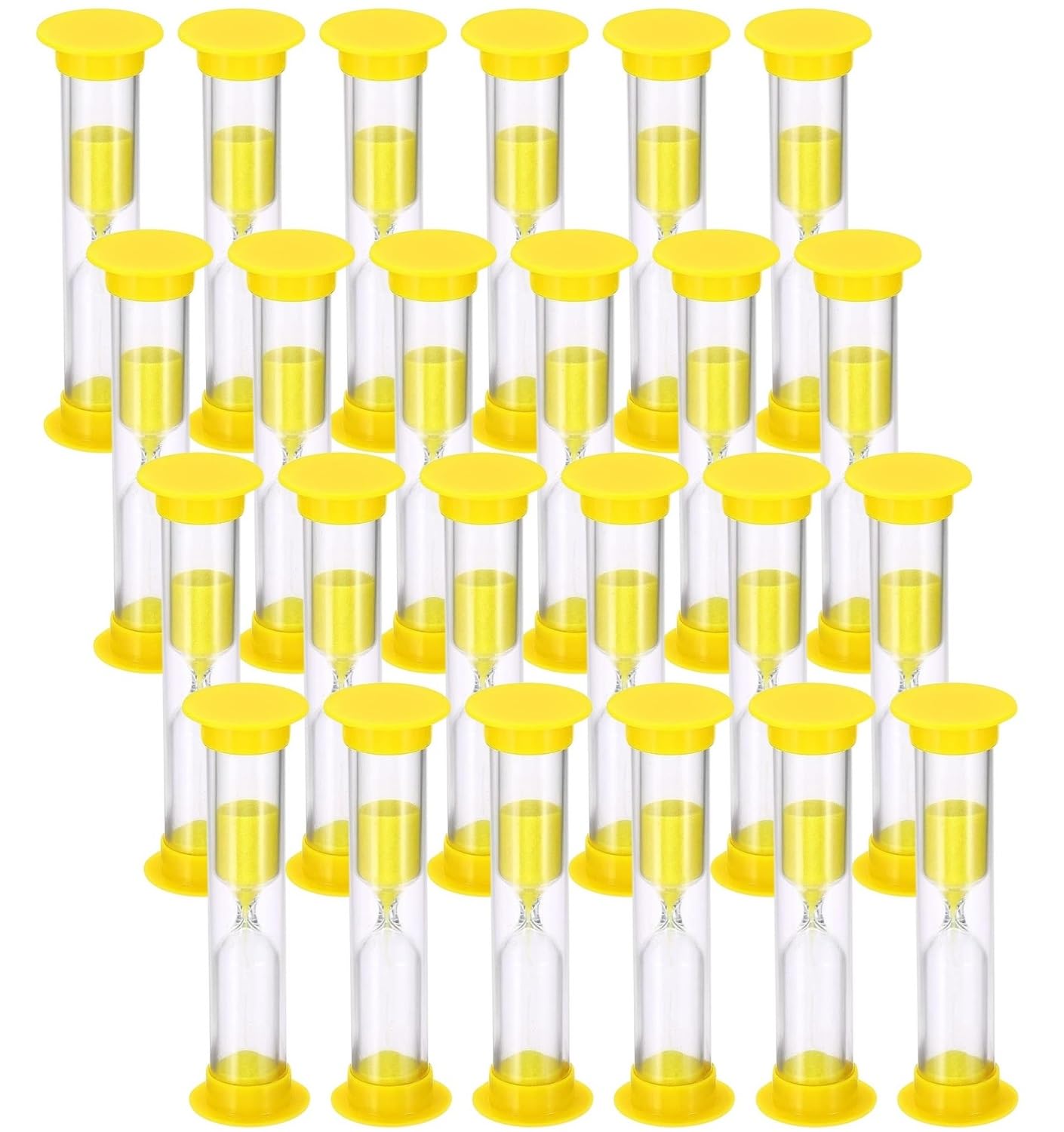 2 Minute Sand Timer, Acrylic Covered Hourglass Count Down Sand Clock Timer for Classroom, Games, Brushing Teeth, Exercising, Yellow (Pack of 48)