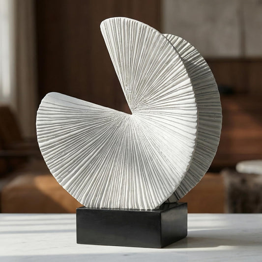 Mataura Minimalist Gray Sculpture Home Decor, Nature Inspired Decorative Statue with Black Base - Contemporary Desk Art Decor for Tabletop, Living Room, Shelf, Office - Unique Housewarming Gift