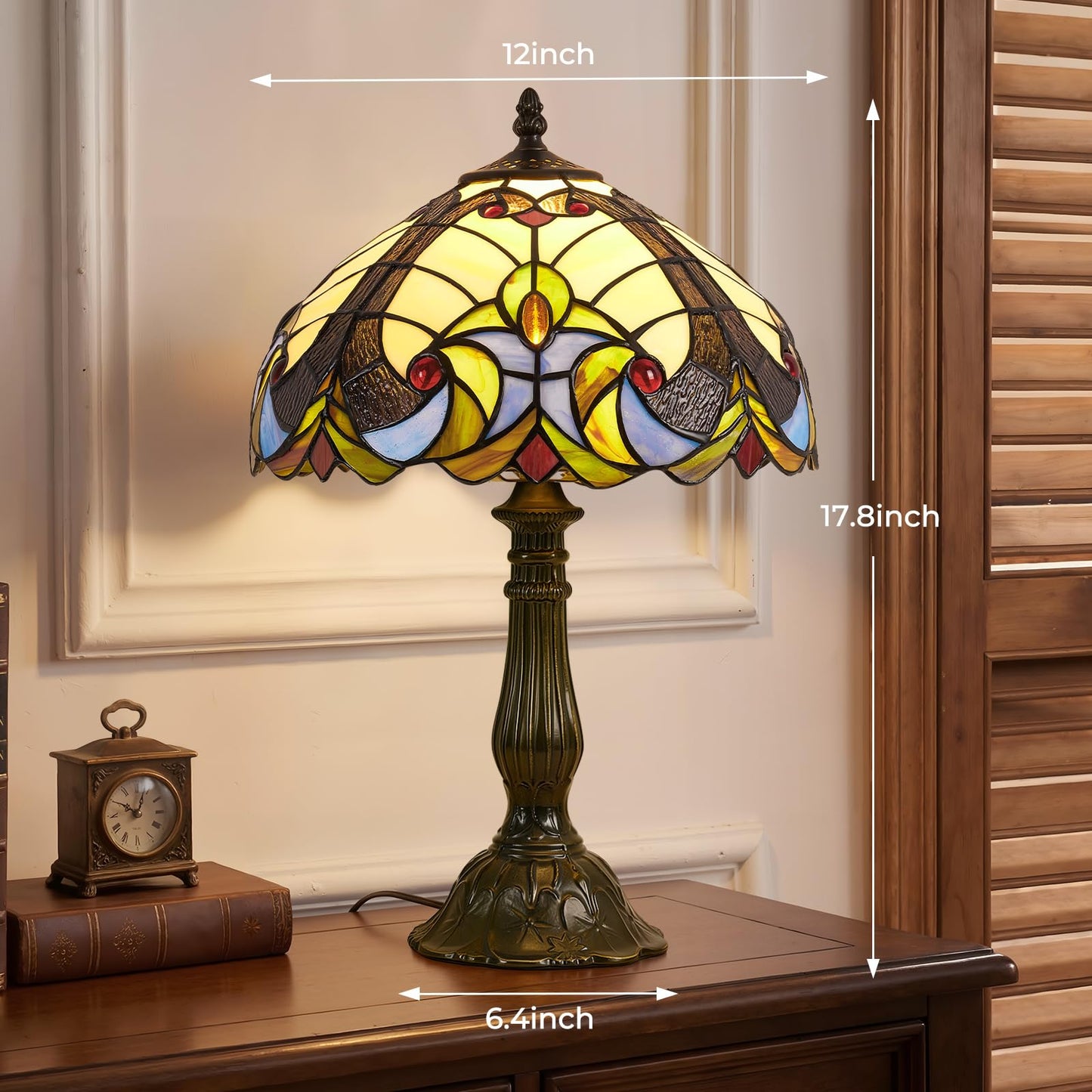 Rynxphera Tiffany Table Lamp,12 in Baroque Liaison Stained Glass Style Lamp