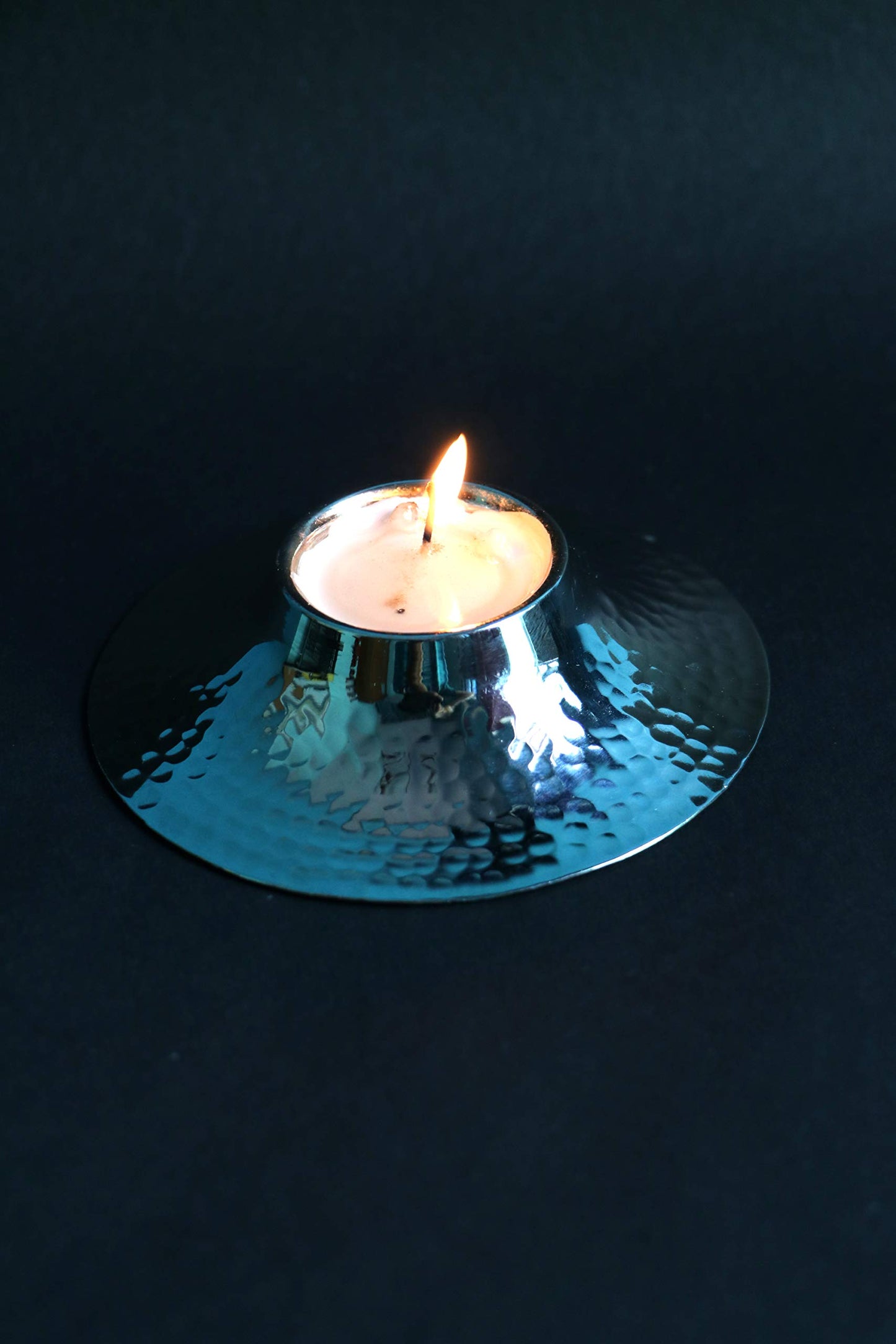 DeKulture Handmade Pure Nickel Votive T-Light Holder & Candle Bowl Diya - 4.5x1.5 inch