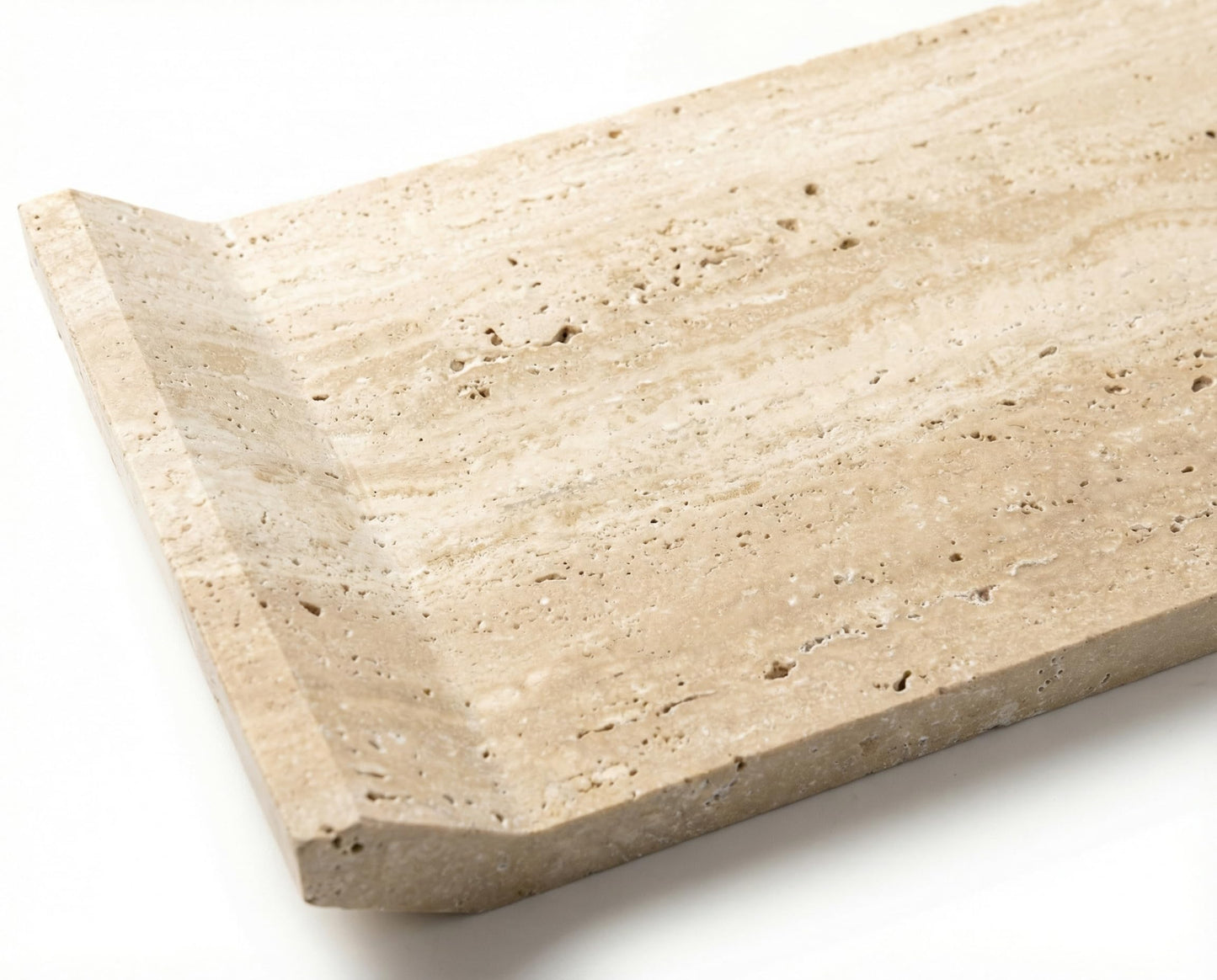 OOBOOB Natural Travertine Marble Tray, Double-Sided Bridge-Shaped Bathroom Tray, Perfume Tray, Multipurpose Perfume Organizer for Home Decor Enthusiasts