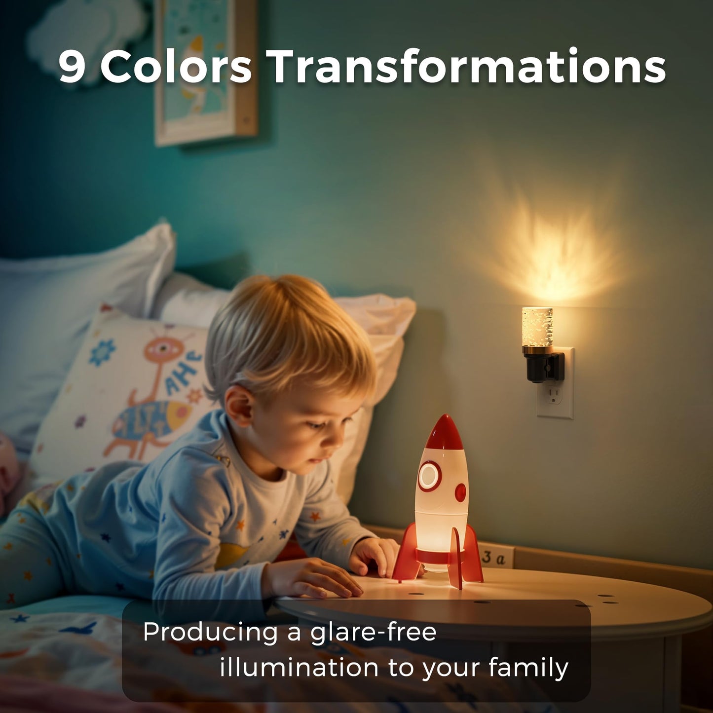L LOHAS LED Night Light, Dimmable Night Lights Plug into Wall, Color Changing Nightlight RGB with Auto Light Sensor for Halloween, Christmas, Holiday, Hallway Bedroom Kids Room