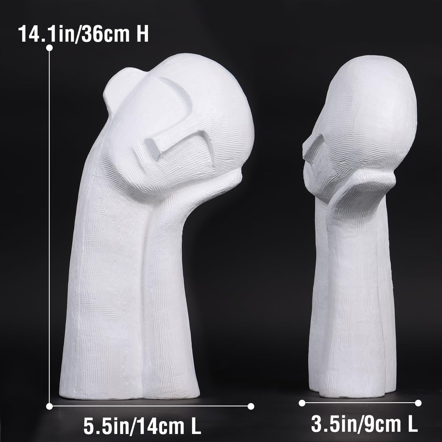 XIAOMAGG White Head Sculpture Ceramic Thinker Statue, Modern Home Statue Head Decor Bust Statues,14 Inch Tall Abstract Sculpture, for Shelf Home and Office,Shelves, Bookshlf, Gift