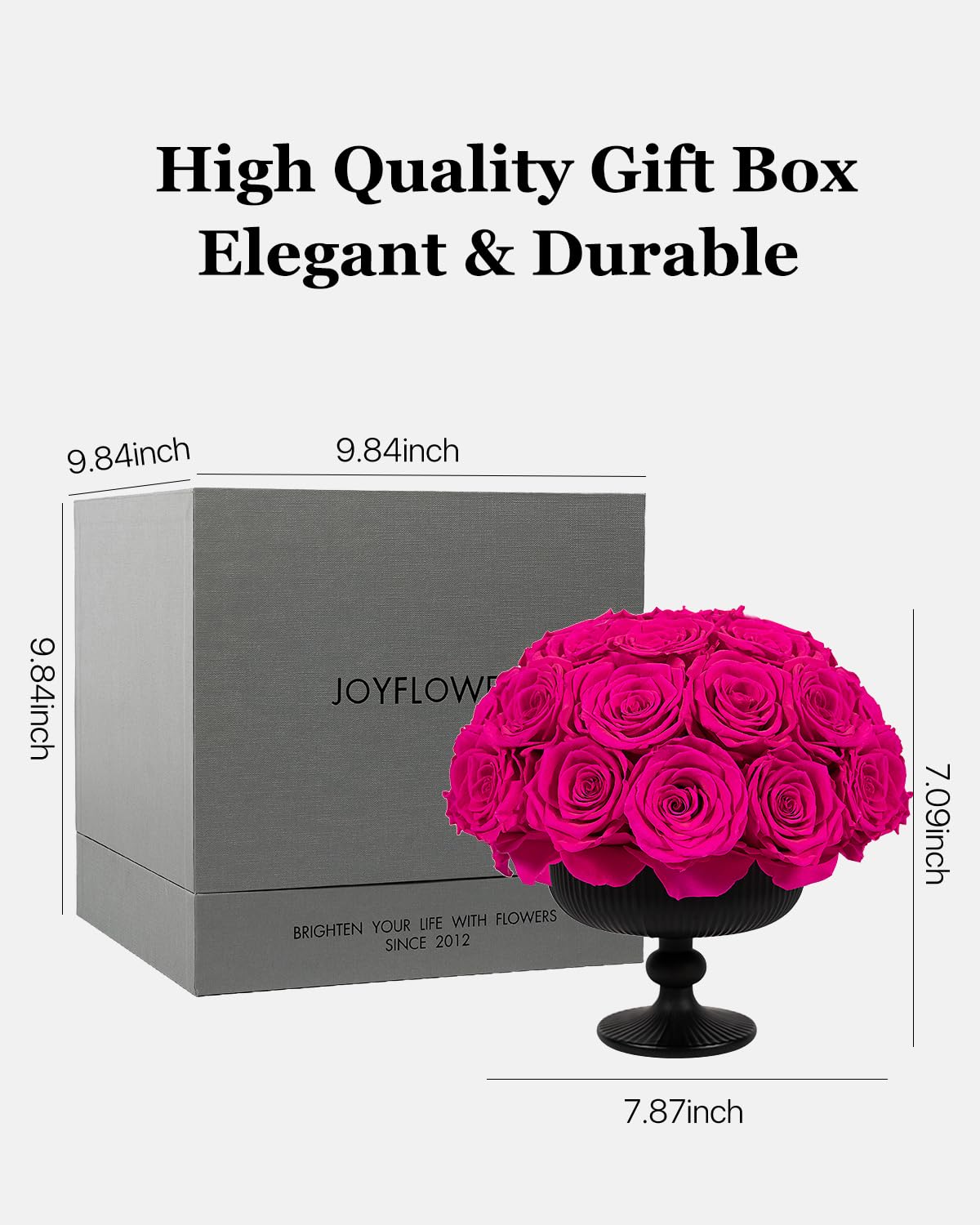 JoyFlower Preserved Flowers Vase Ceramic Decor, Eternal Flower Vases for Table Centerpieces, Fuchsia Preserved Roses with Vase Decorations for Party Home Wedding Living Room Bedroom House Office