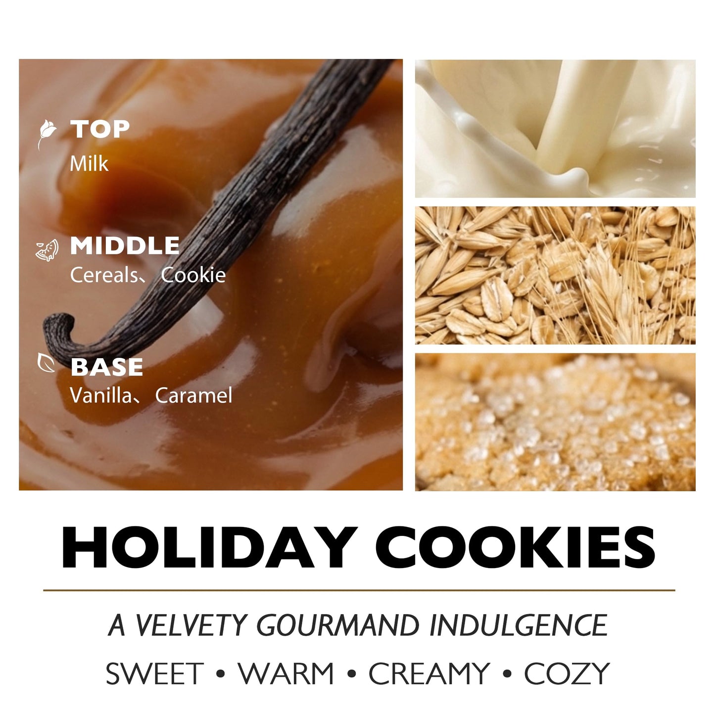 HomeLights Holiday Cookies Scented Candles | 34oz Soy Candles Rustic Modern 3-Wick Large Candle Jars | Ideal Candle Gifts for Events, Home Decor Stress, Relief & Relaxation