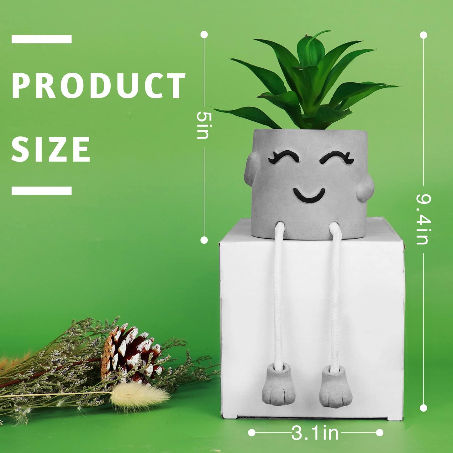 Zerzsy Artifical Succulent Plants in Cement Pots, Small Fake Plants for Office Decorations, Mini Faux Succulents Flowers for Home Desk Shelf Decor-Set of 3