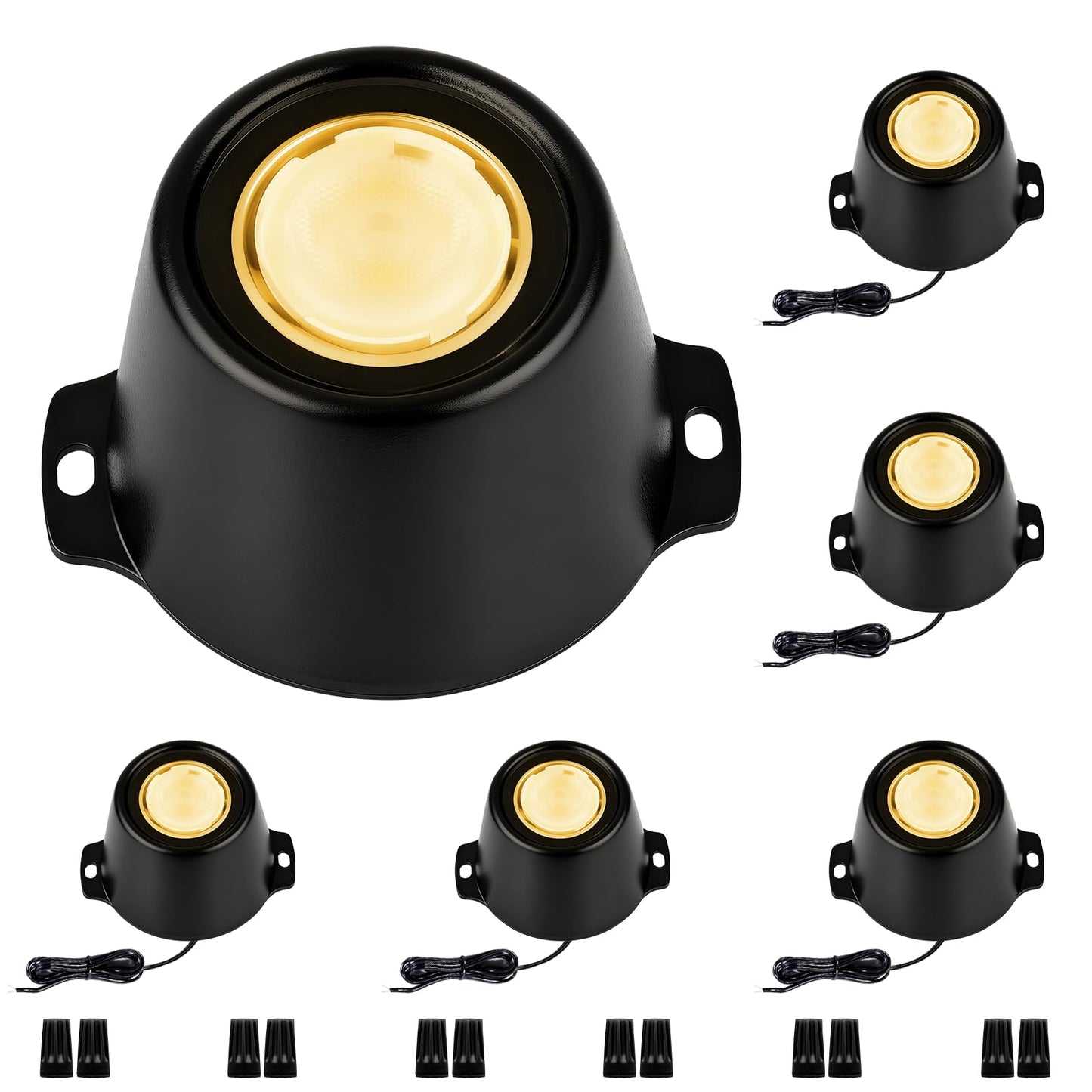 ZestPatio Pond Lights LED Underwater, 3000K Warm White 5W 12V-24V AC/DC Wired Submersible LED Spot Lights for Pond Fountain Waterfall Pool Aquascape, 45 Degree Angle, IP68, Stainless Steel, 6PK