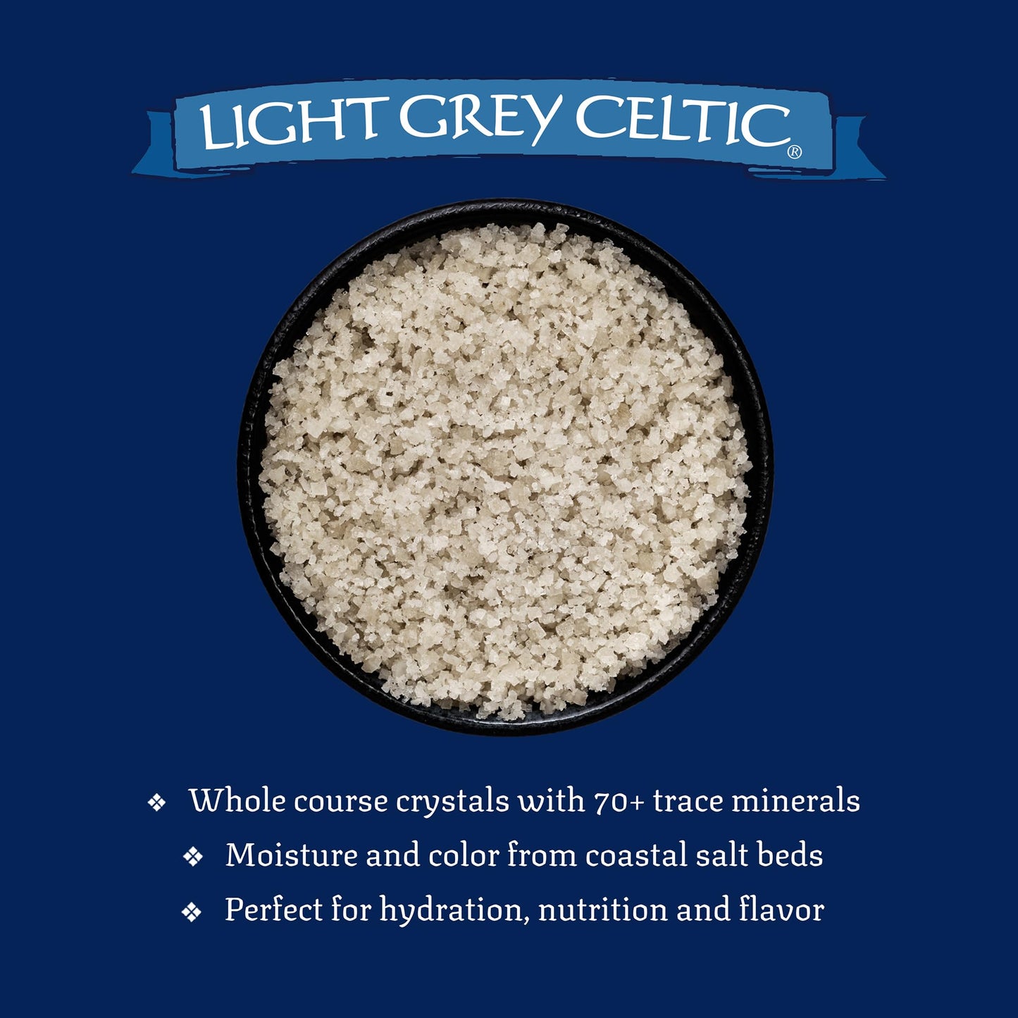 Celtic Sea Salt Light Grey Coarse – Unrefined Mineral Salt, 70+ Trace Minerals, Sustainably Harvested, GMP Certified – Cooking, Finishing, Hydration, Grinder Use – 5 lb Pouch