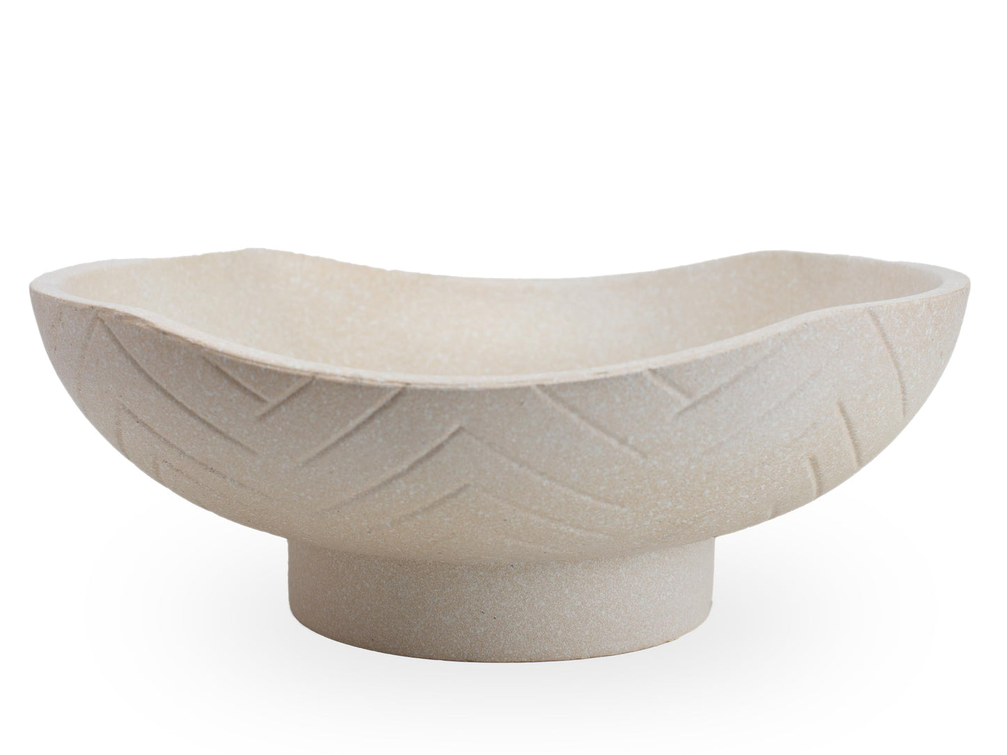 GLIMSDEER Minimalist Decorative Pedestal Bowl, 11.2''D Resin Wavy Catch All Bowl for Keys, Candles, Boho Large Dish for Coffee Table Centerpiece, Entryway Console Table, Beige White