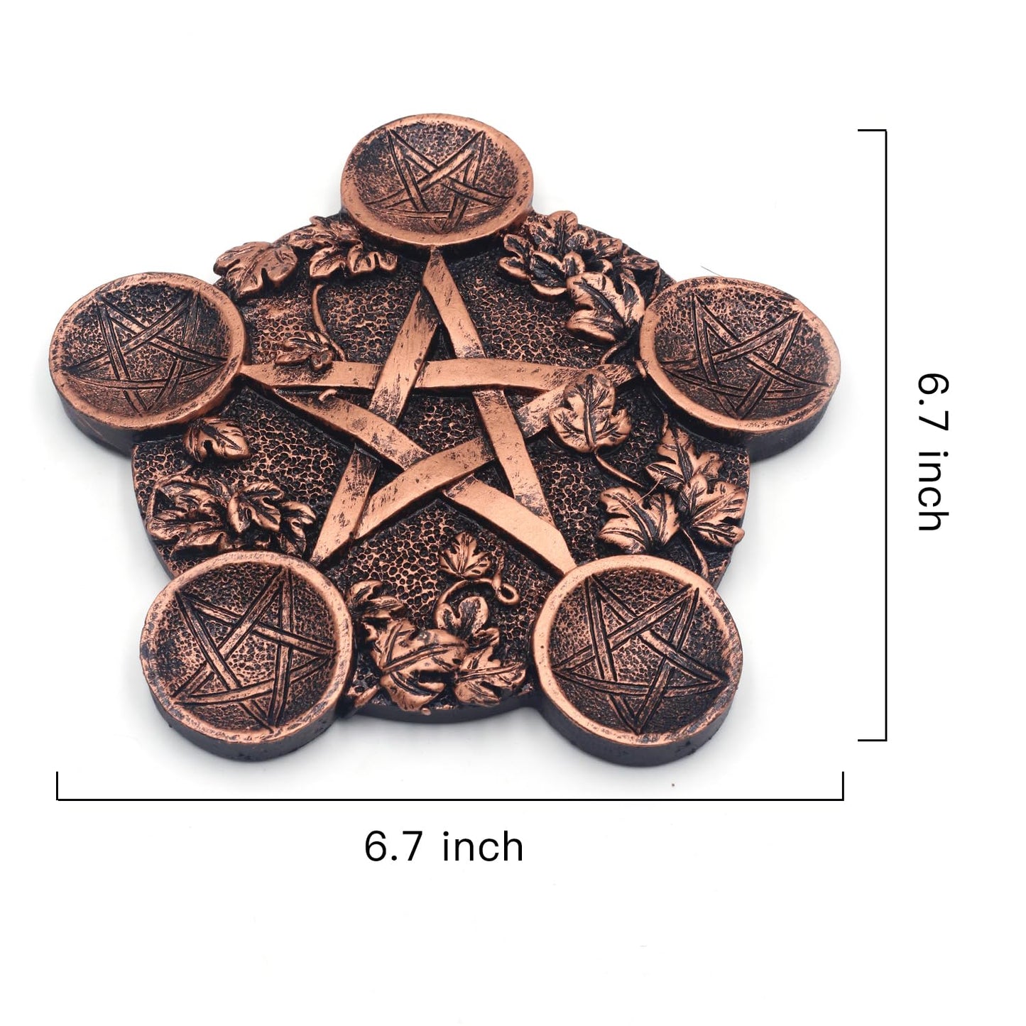 Star Candle Holder Astrology Pentacle Altar Plate Resin Tealight Holder Tray Witchcraft Altar Supplies for Witchcraft Wiccan Tarot Supplies Copper