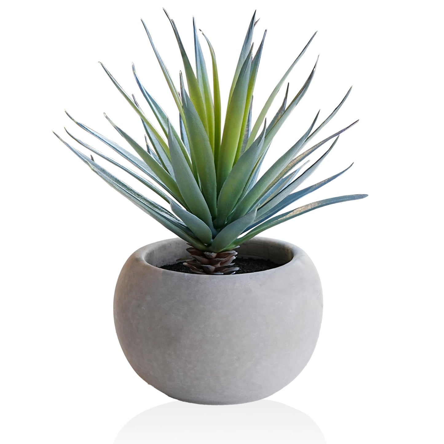 Jahe Artificial Plants Indoor, Matte Pot Mini Artificial Plants Agave, 8.07 in Faux Agave Plant UV Resistant Gray Cement Pot, Perfect for Living Room Bathroom Study Desk Decor, Ideal as a Gift, 1 Pcs