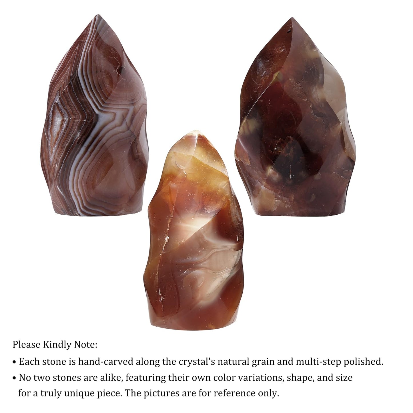 TUMBEELLUWA Carnelian Crystal Obelisk Tower for Shelf Desk Decor, Flame Shaped Crystals and Healing Stones for Positive Energy 0.44-0.66 LBS