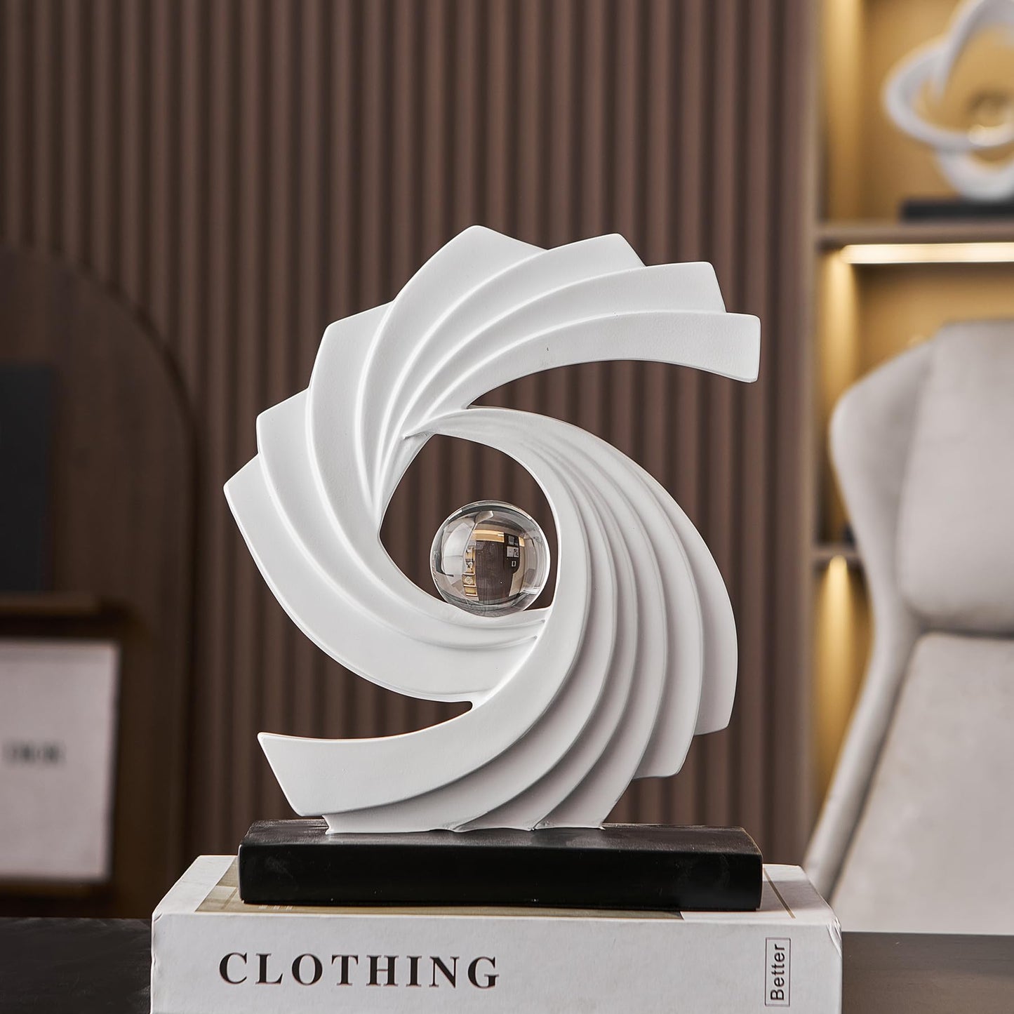 XYQXYQ Abstract Art Statue,Modern Gold Minimalist Decoration,Geometric Abstract Sculpture,Decoraciones para Sala Bedroom Office Coffee Tabletop Centerpiece Decoration Resin Collectibles (White)