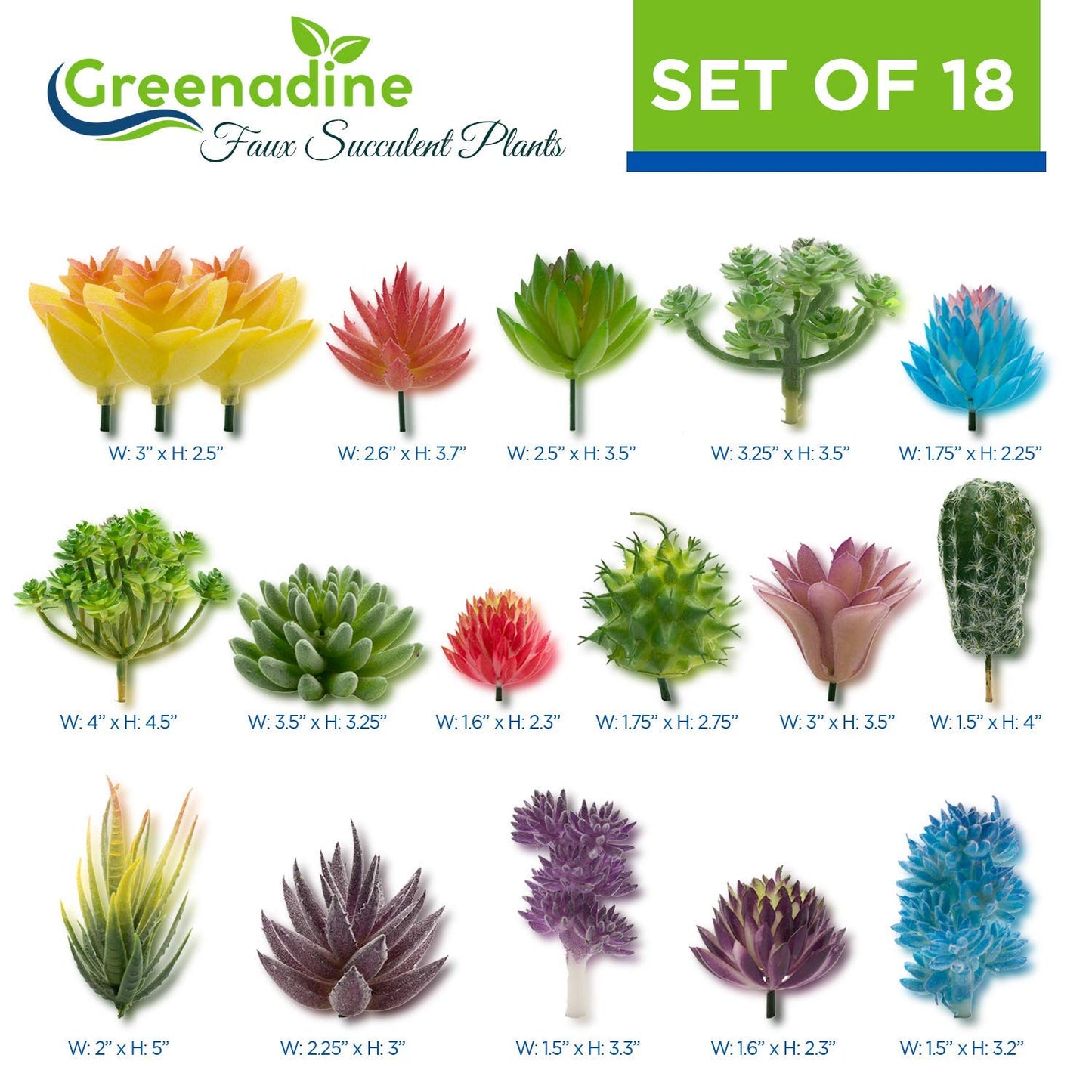 Premium Artificial Succulent Plants - 18 Pack - Fake Succulent Plants Variety Pack With Small, Medium & Large - Unique Feaux Succulent Plants Unpotted For Patios And Home Decor - Artificial Succulents