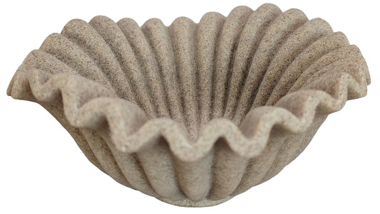 ARTRHYT Small Decorative Bowl decor, Scalloped Pedestal Bowls for Modern Home Decor,Ruffle Decor,Stylish Key Bowl for Entry Table,Decorative Fruit Bowl for Kitchen Counter,Artificial Stone Beige