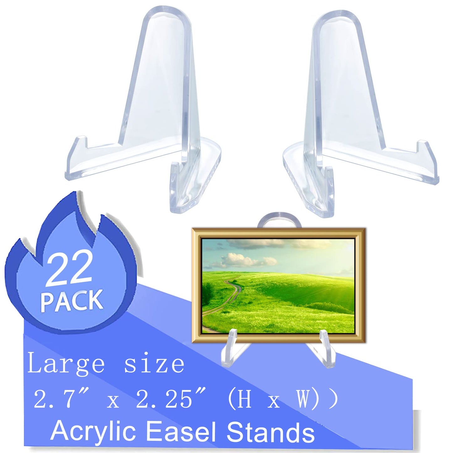22 Packs(2.7 Inch) Acrylic Easel Stands Display Stands/Plate Stands Coin Display Easel Holder for Air-Tite Coins Pocket Watches Capsules Challenge Medals Casino Chips , Photo Display,Baseball Sports
