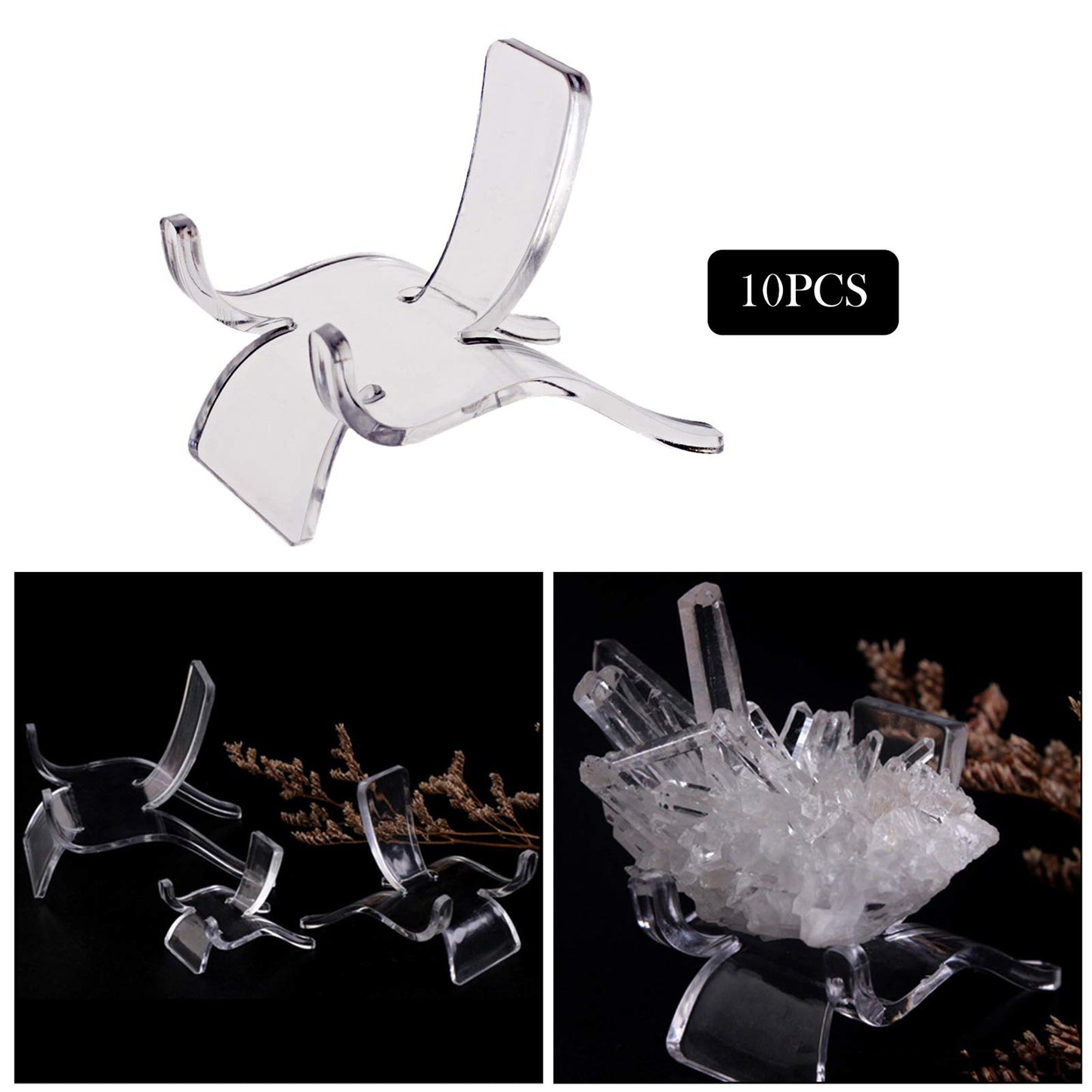 Generic Pack of 10 Clear Acrylic Display Stand Suport Base for Minerals Gemstones Rock Specimens Geode Agate Seashells Stones Jewelry Home Office Decoration - S