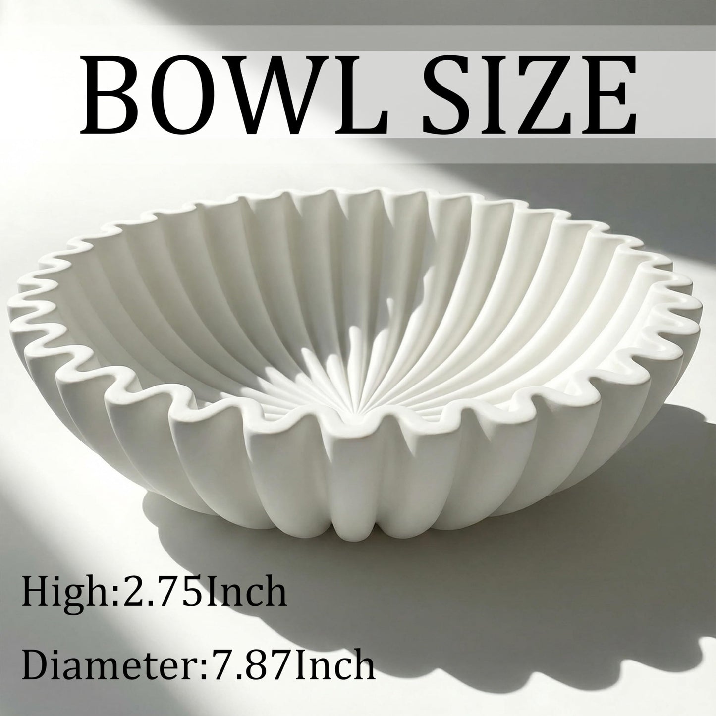 Firevigo Decorative Bowls for home decor, 7.9''×7.9''×2.76'' Medium model fruit bowl for kitchen counter, Scalloped key bowl for entryway table