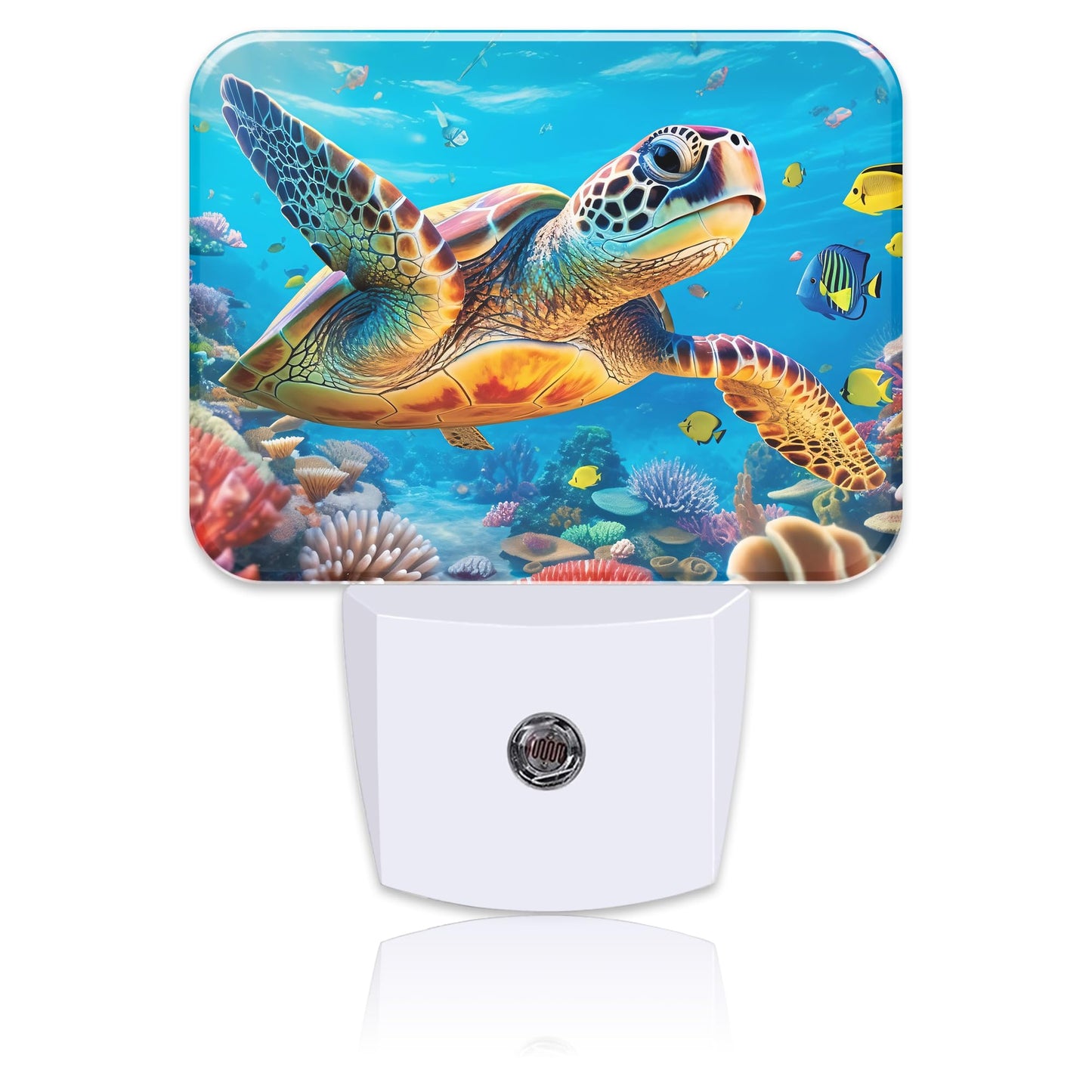 Uiaoiais Sea Turtles in Underwater World Night Light for Kids Girls Boys, Turtles LED Night Light Plug into Wall with Dusk to Dawn Sensor for Bedroom, Hallway, Kitchen, Bathroom, Stairs Decor