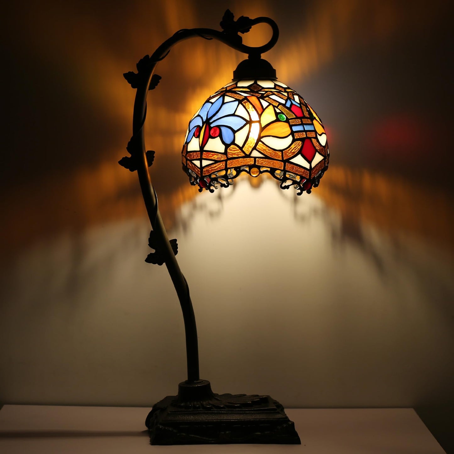 Tasklum Tiffany Style Table Lamp 8" Stained Glass Office Reading Lamp