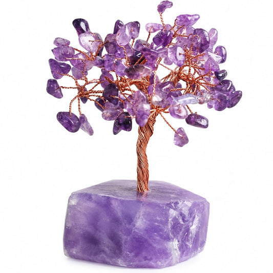 Amethyst Crystal Tree of Life, Purple Money Tree, Crystals and Healing Stones Gemstone Bonsai, Reiki Positive Energy Feng Shui Desk Decor, Spiritual Gifts for Women Mom Sister